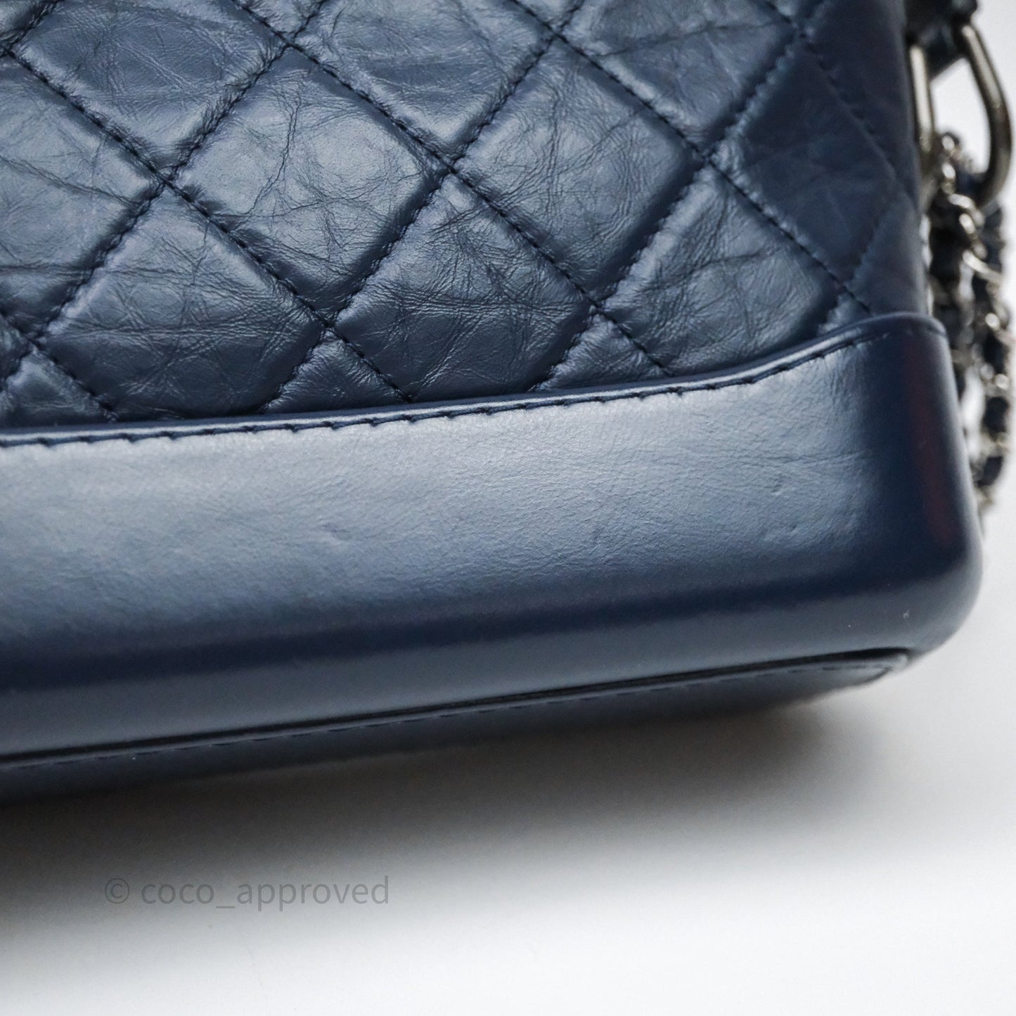 Chanel Quilted Small Gabrielle Hobo Navy Aged Calfskin Mixed Hardware