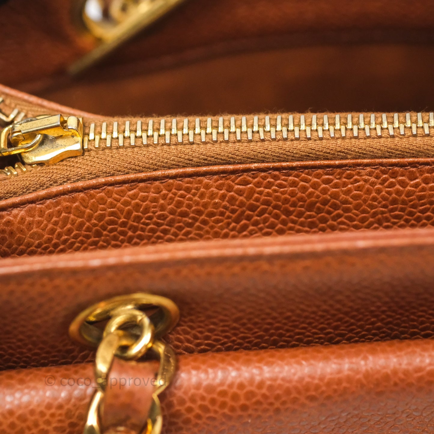 Chanel Vintage Tote Caramel Caviar 24K Gold Hardware