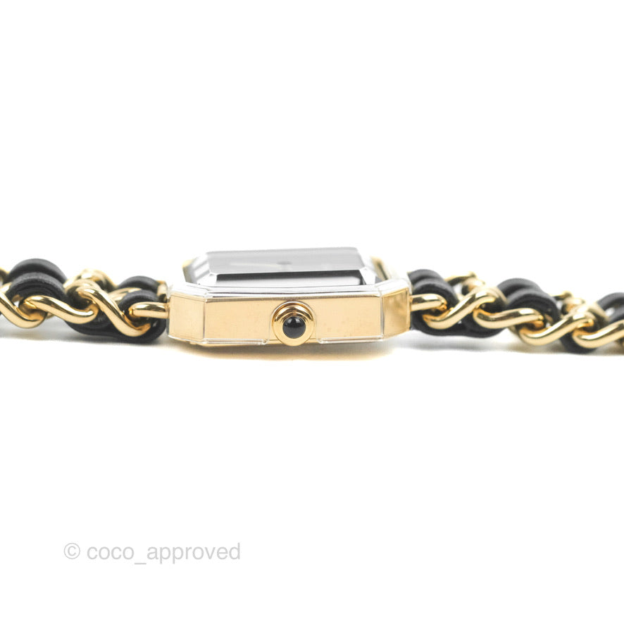 Chanel Première Watch Black Leather Gold Tone Size S