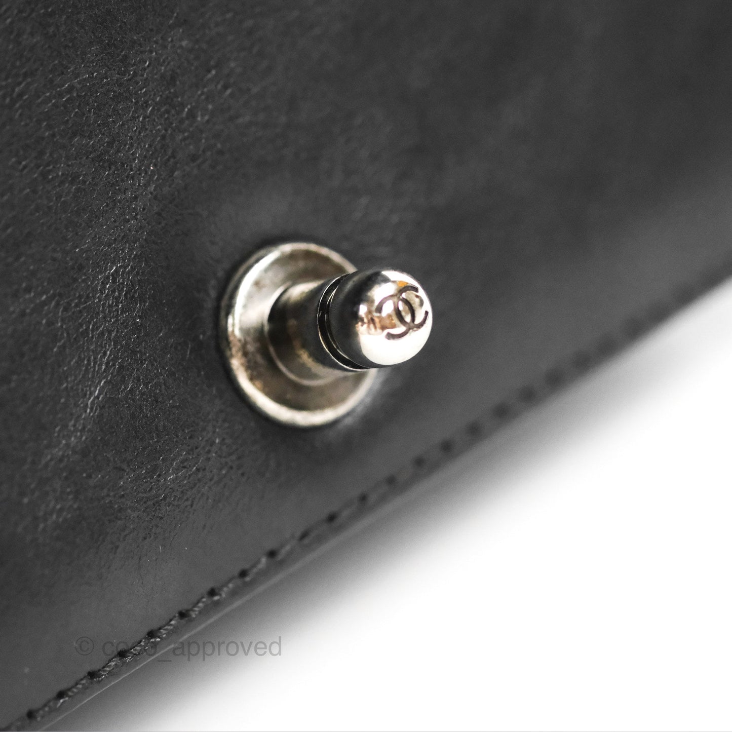 Chanel Small Chain Around Top Handle Boy Black Calfskin Ruthenium Hardware