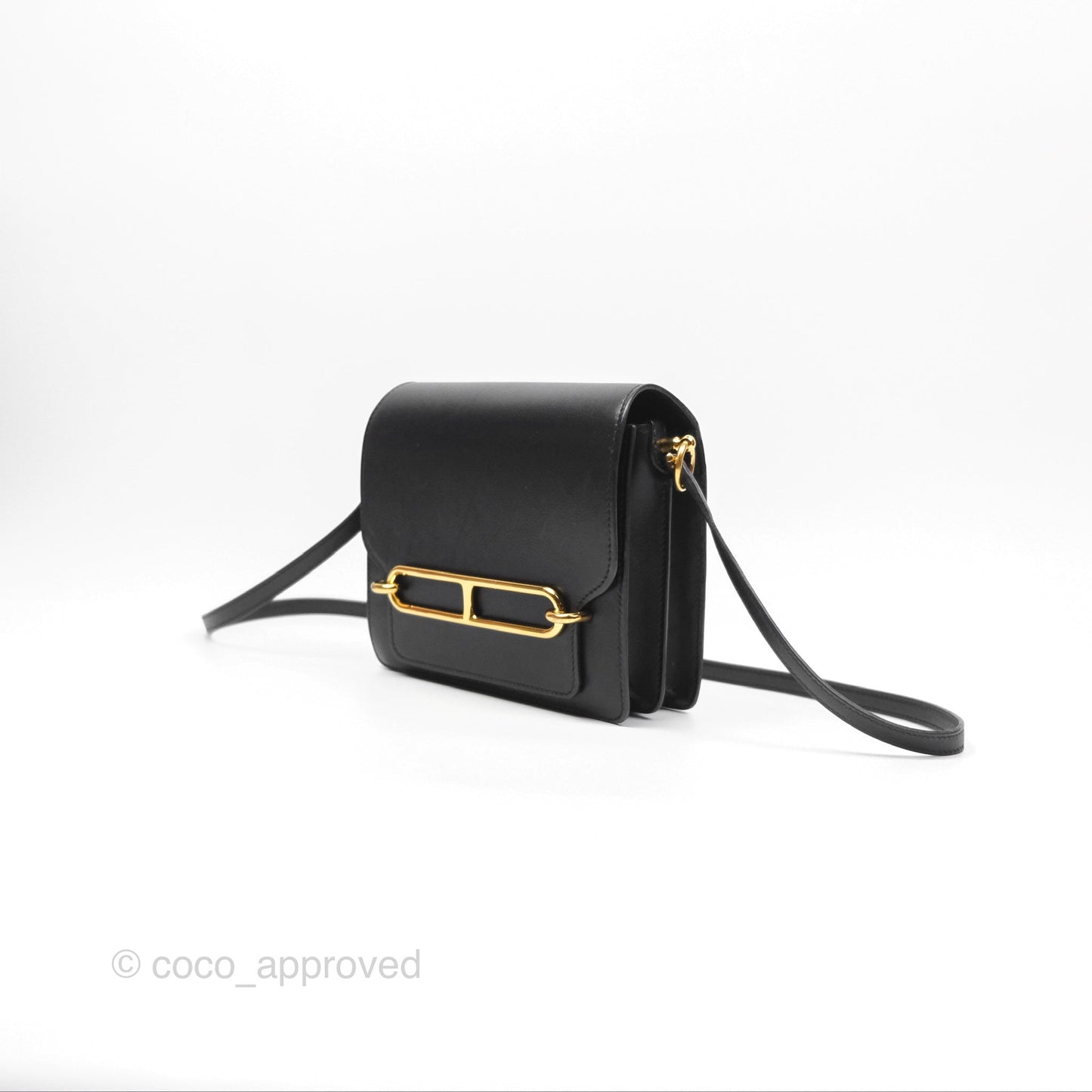 Hermès Roulis Mini 18 Noir 89 Veau Evergrain Gold Hardware