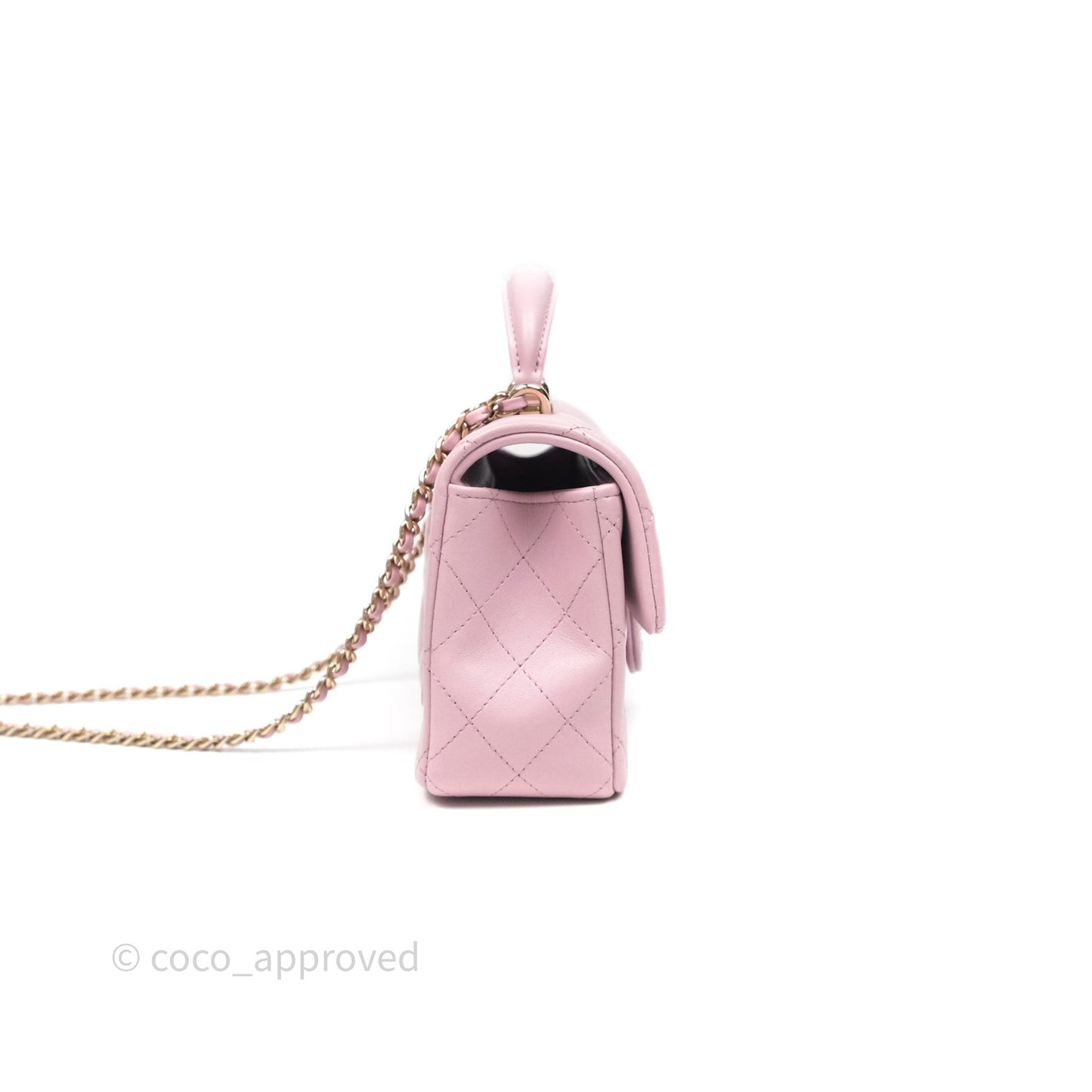 Chanel Top Handle Mini Rectangular Flap Pink Lambskin Gold Hardware