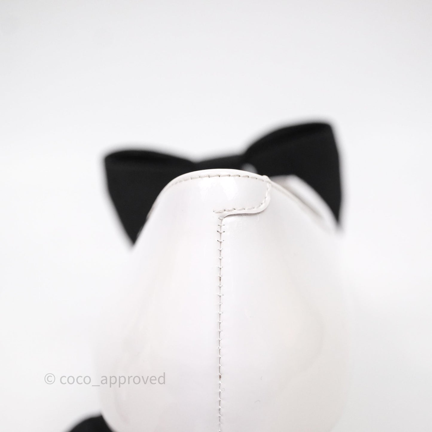 Chanel CC Ribbon Mary Jane Block Heels White Patent Size 39