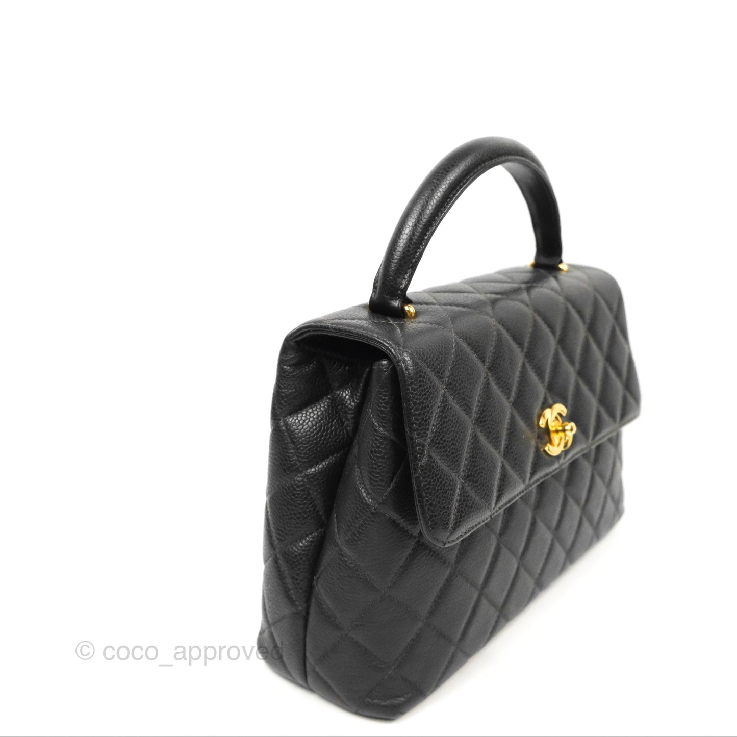 Chanel Vintage Kelly Quilted Flap Bag Black Caviar 24K Gold Hardware