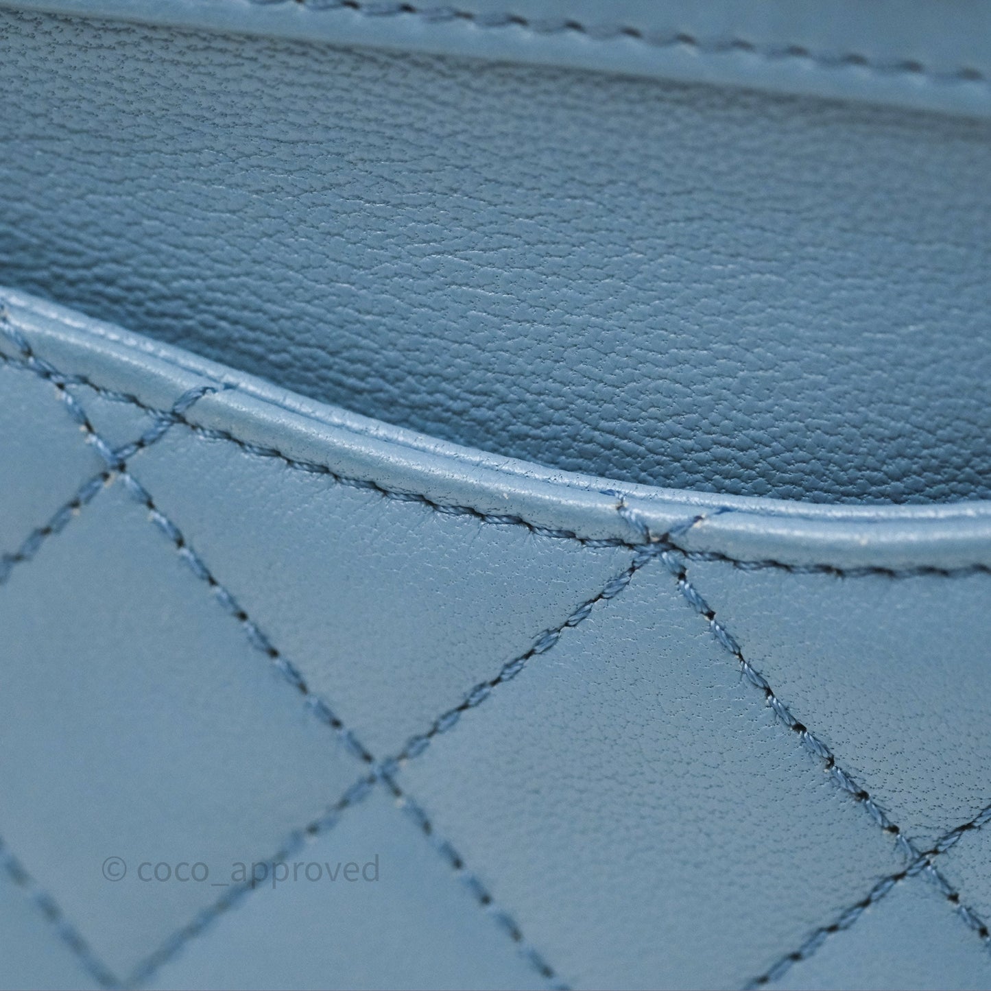 Chanel Curved Flap Bag Blue Lambskin Aged Gold Hardware