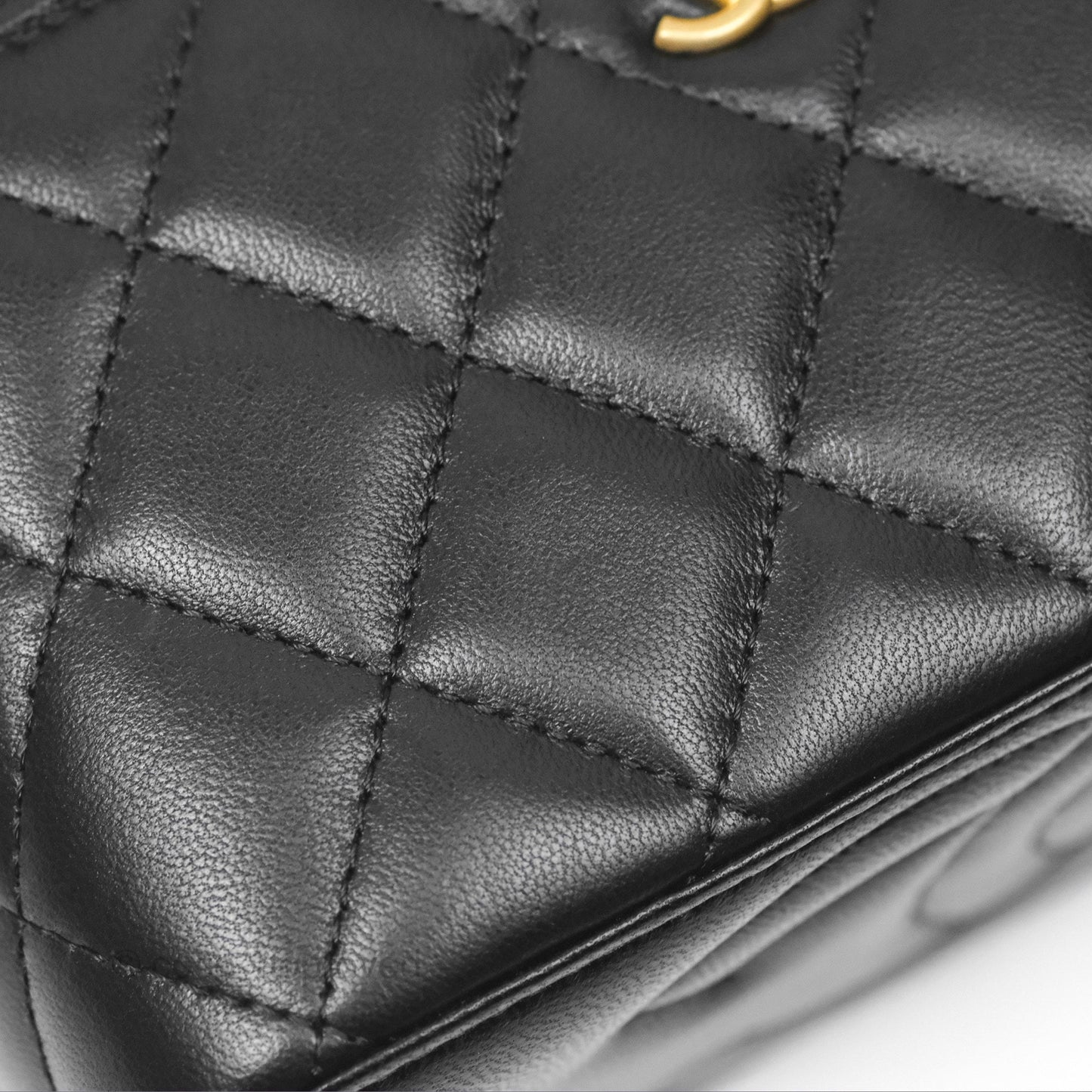Chanel Vanity with COCO Heart Chain Black Lambskin Aged Gold Hardware