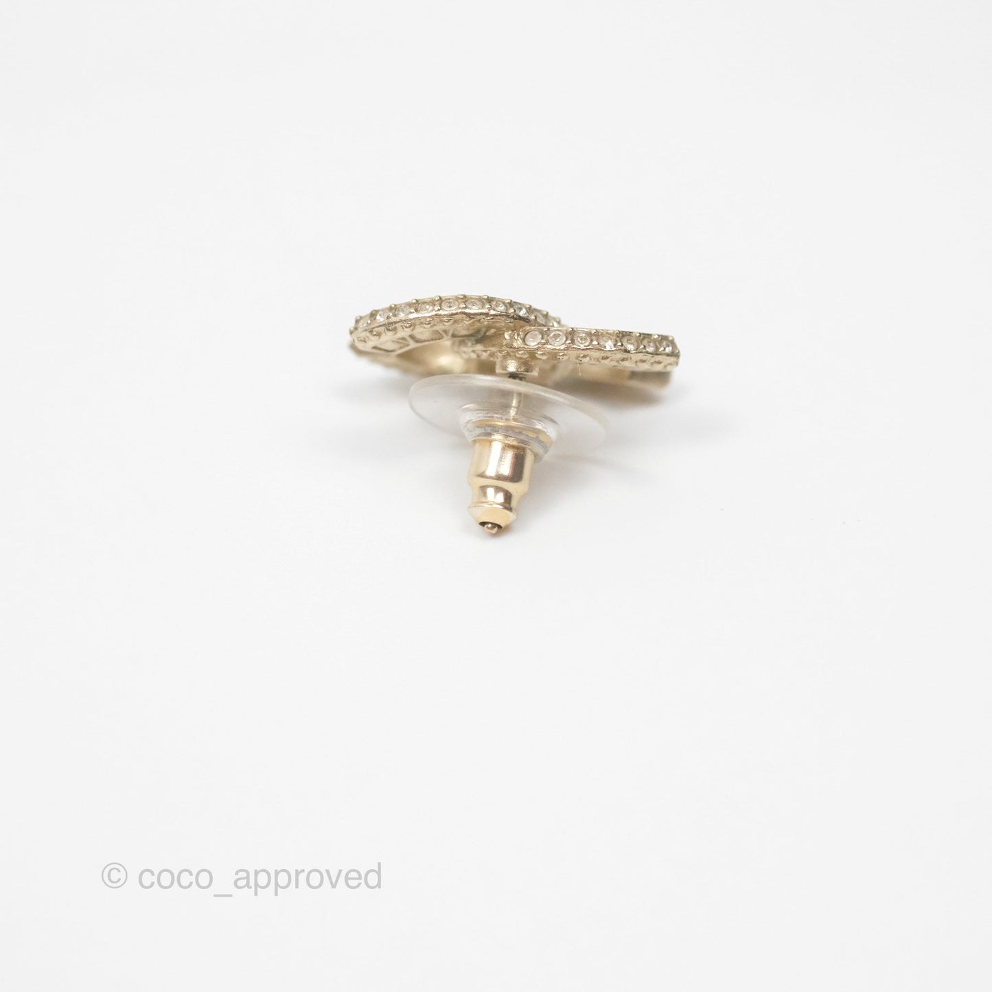 Chanel Crystal CC Earrings Gold Tone 20V