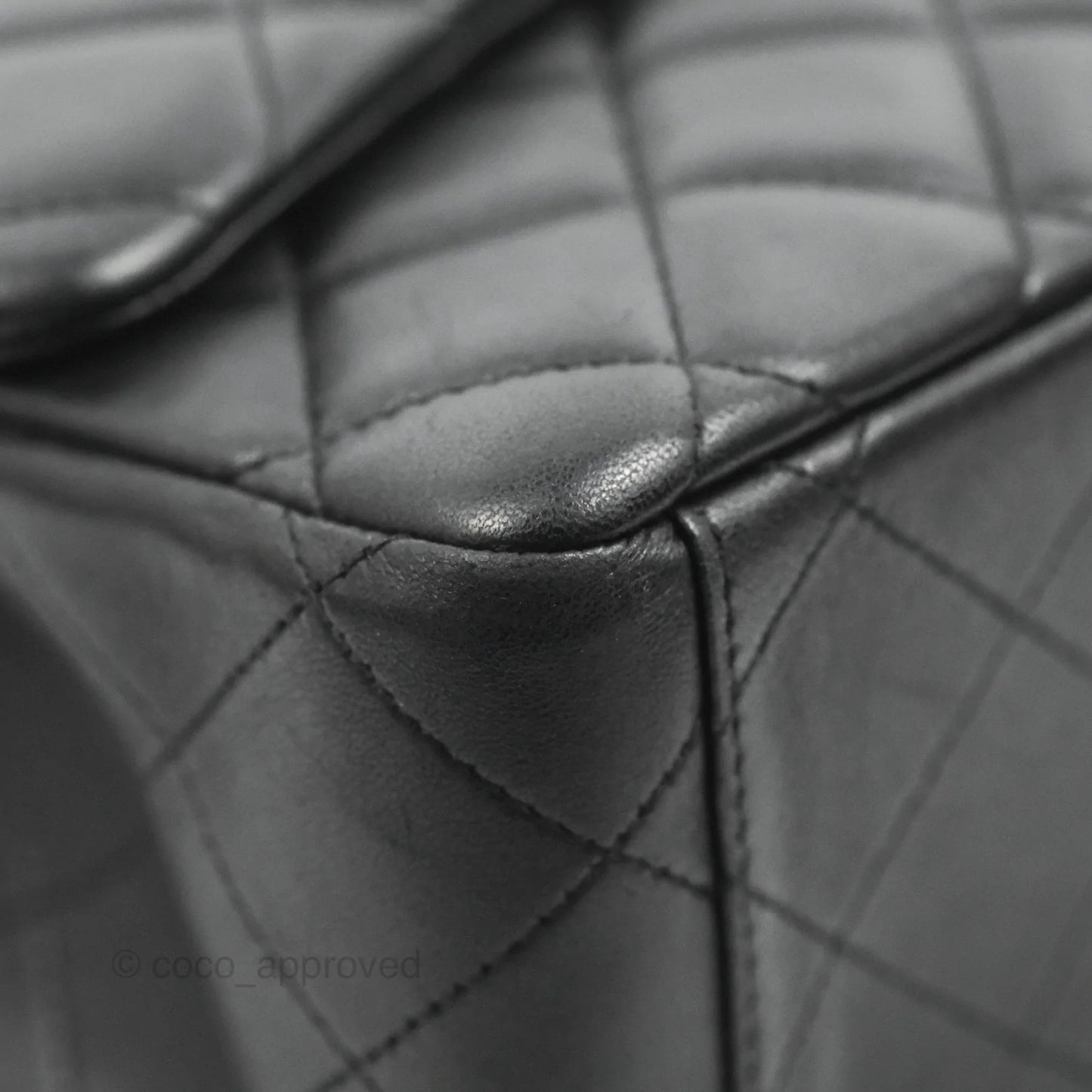 Chanel Single Flap Maxi Lambskin Black Silver Hardware