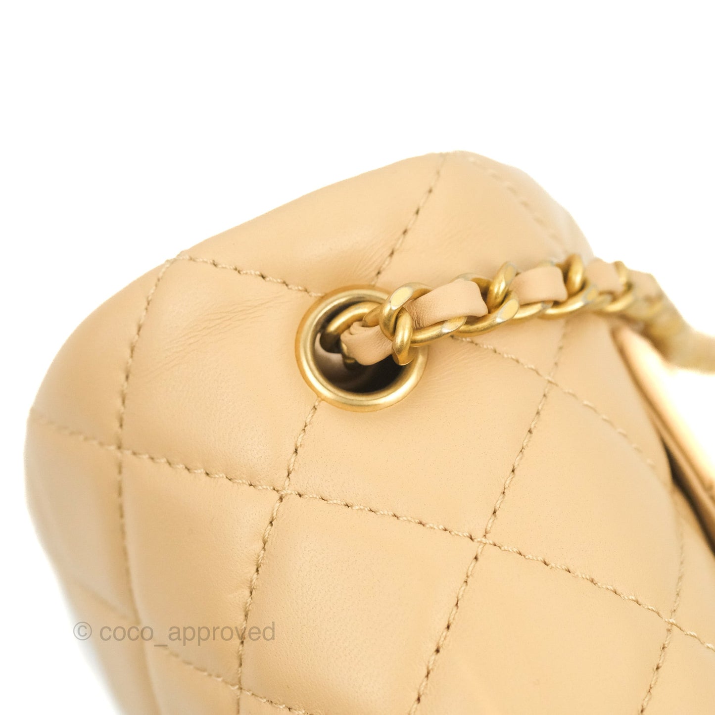 Chanel Mini Rectangular Pearl Crush Beige Lambskin Aged Gold Hardware
