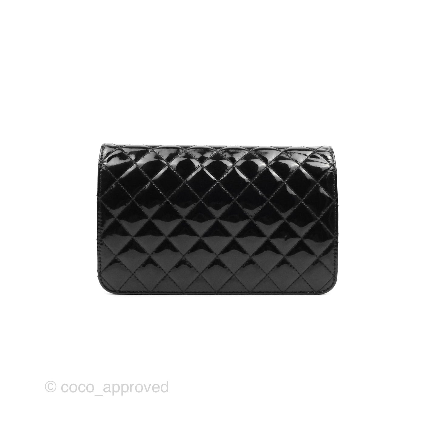 Chanel Golden Class Wallet On Chain WOC Black Patent Gold Hardware