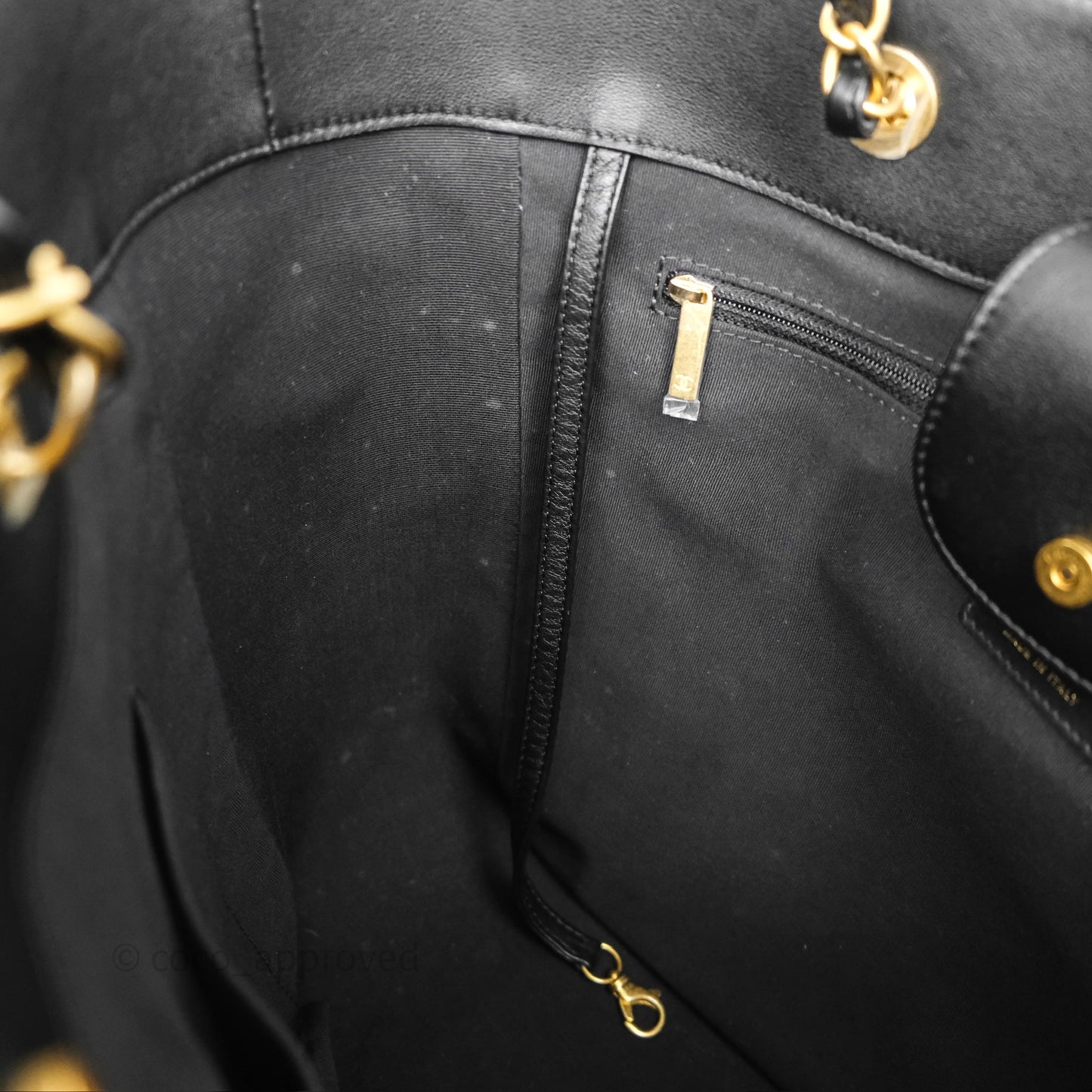 Chanel Stitched Large Shopping Bag Black Calfskin Aged Gold Hardware