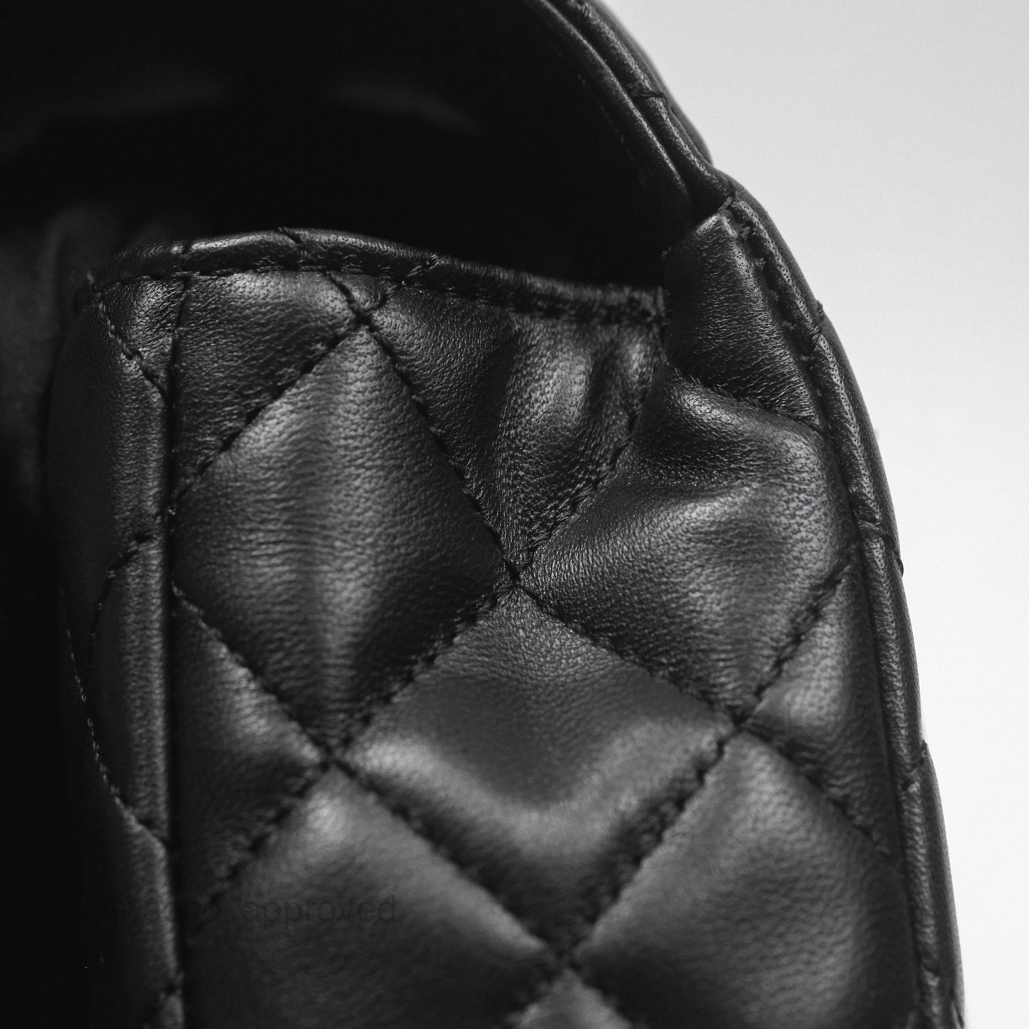 Chanel Flap Bag with Logo Enamel Chain Black Lambskin 22B