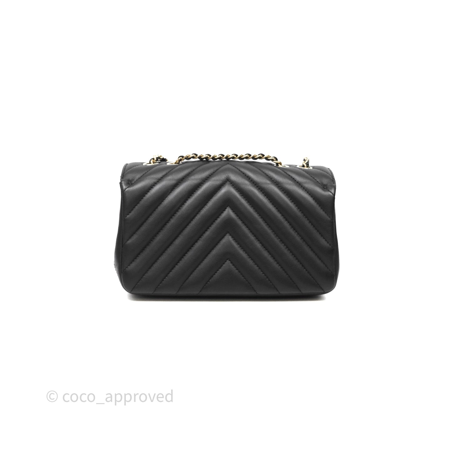 Chanel Black Lambskin Chevron Quilted Statement Flap Bag Light Gold Hardware