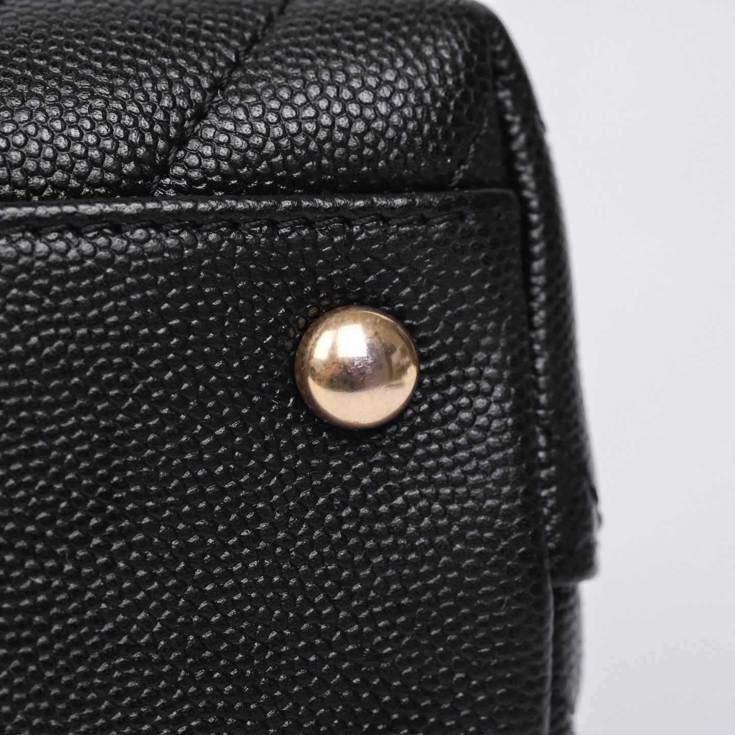 Chanel Small Coco Handle Chevron Black Caviar Aged Gold Hardware Lizard Handle