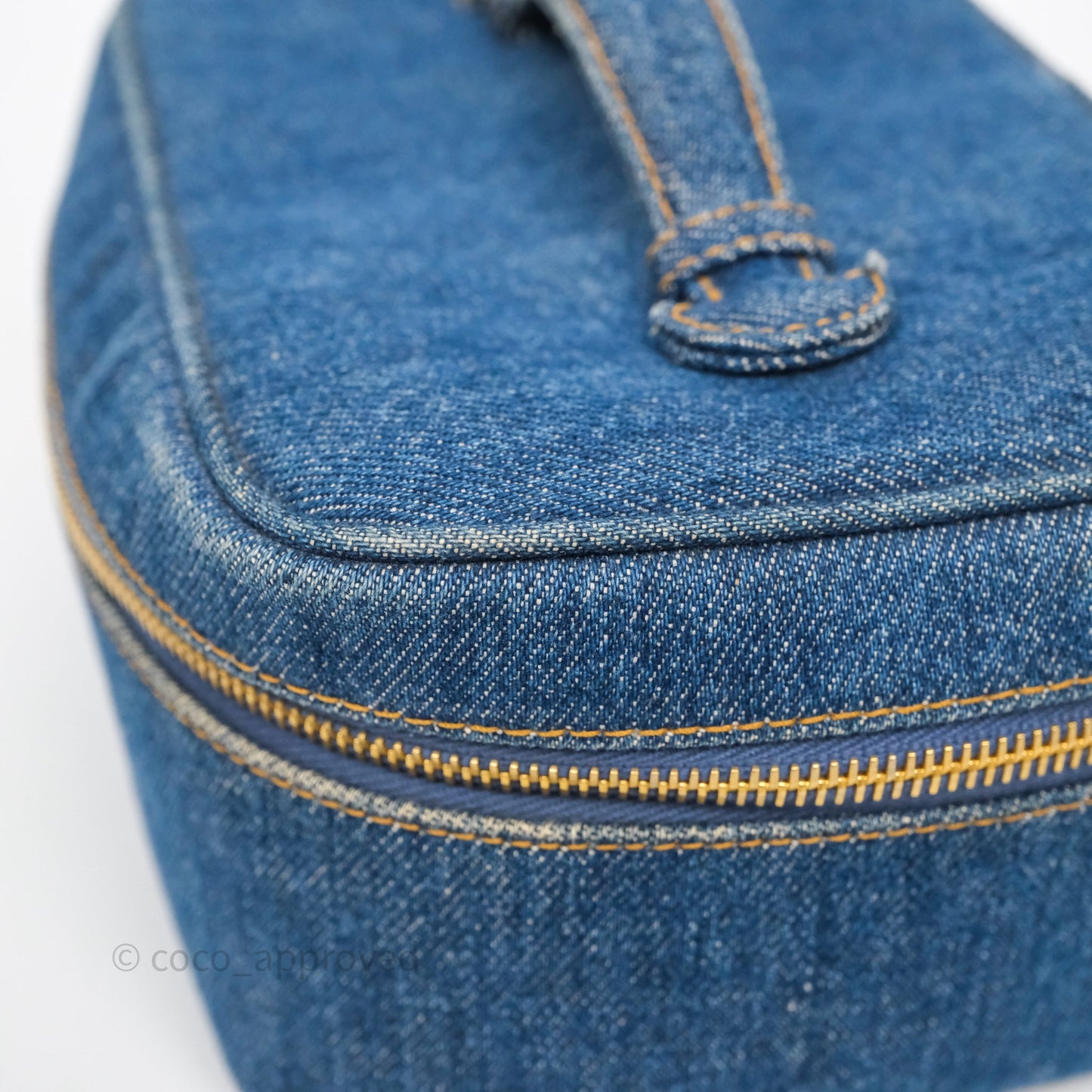 Chanel Vintage Vanity Case Denim Aged Gold Hardware