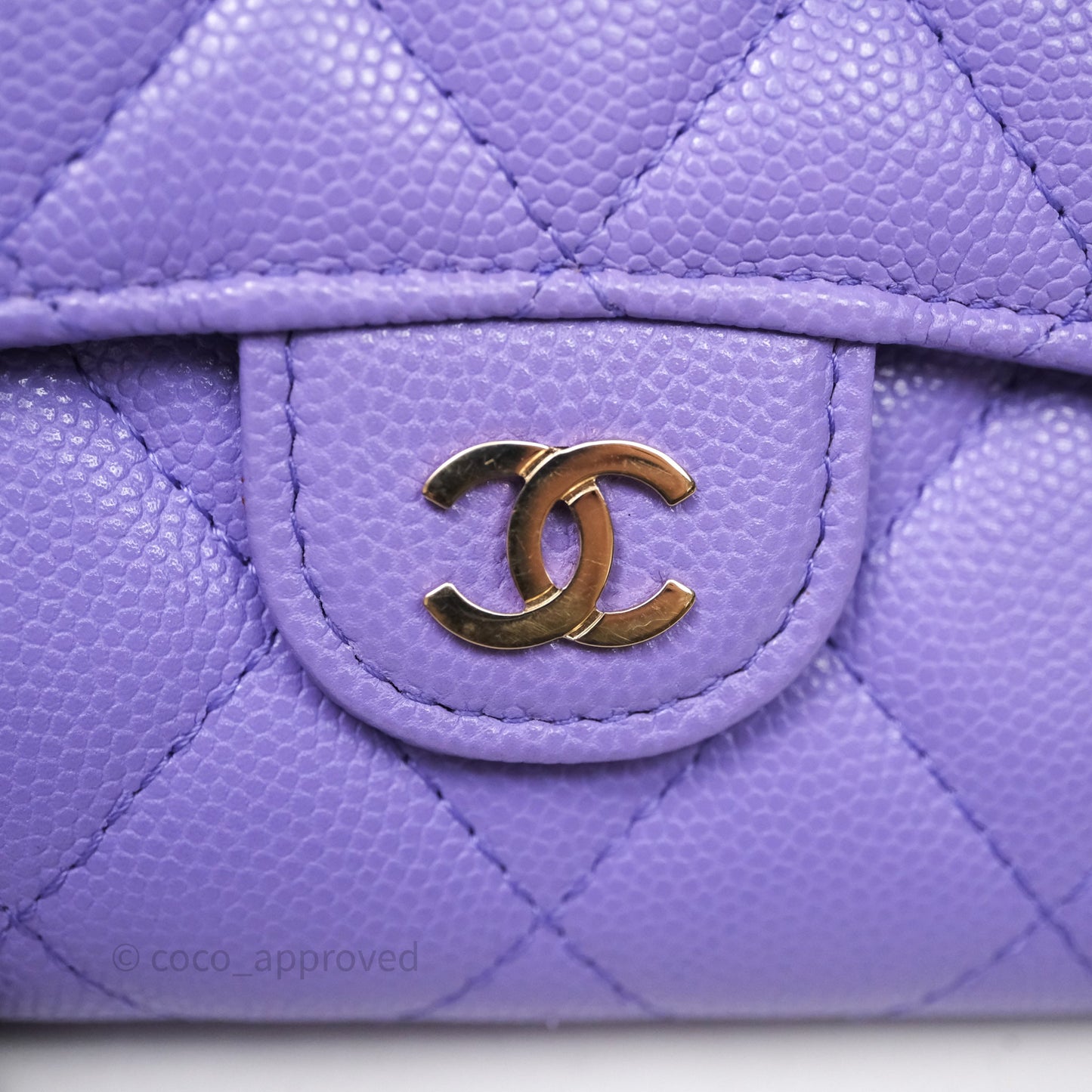 Chanel Classic Flap Wallet Purple Caviar Gold Hardware⁣ 20S