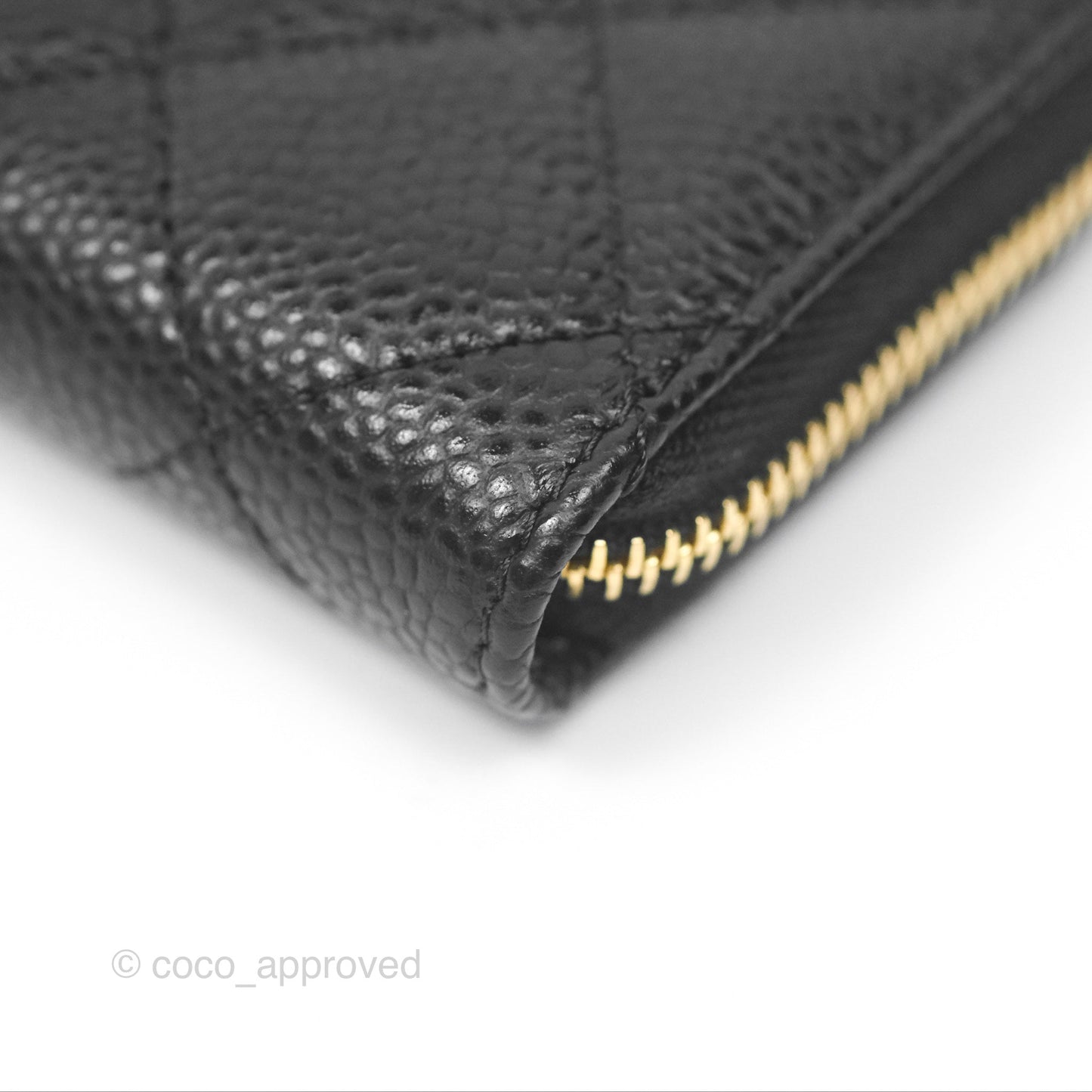 Chanel Classic Zipped Coin Purse Black Caviar Gold Hardware