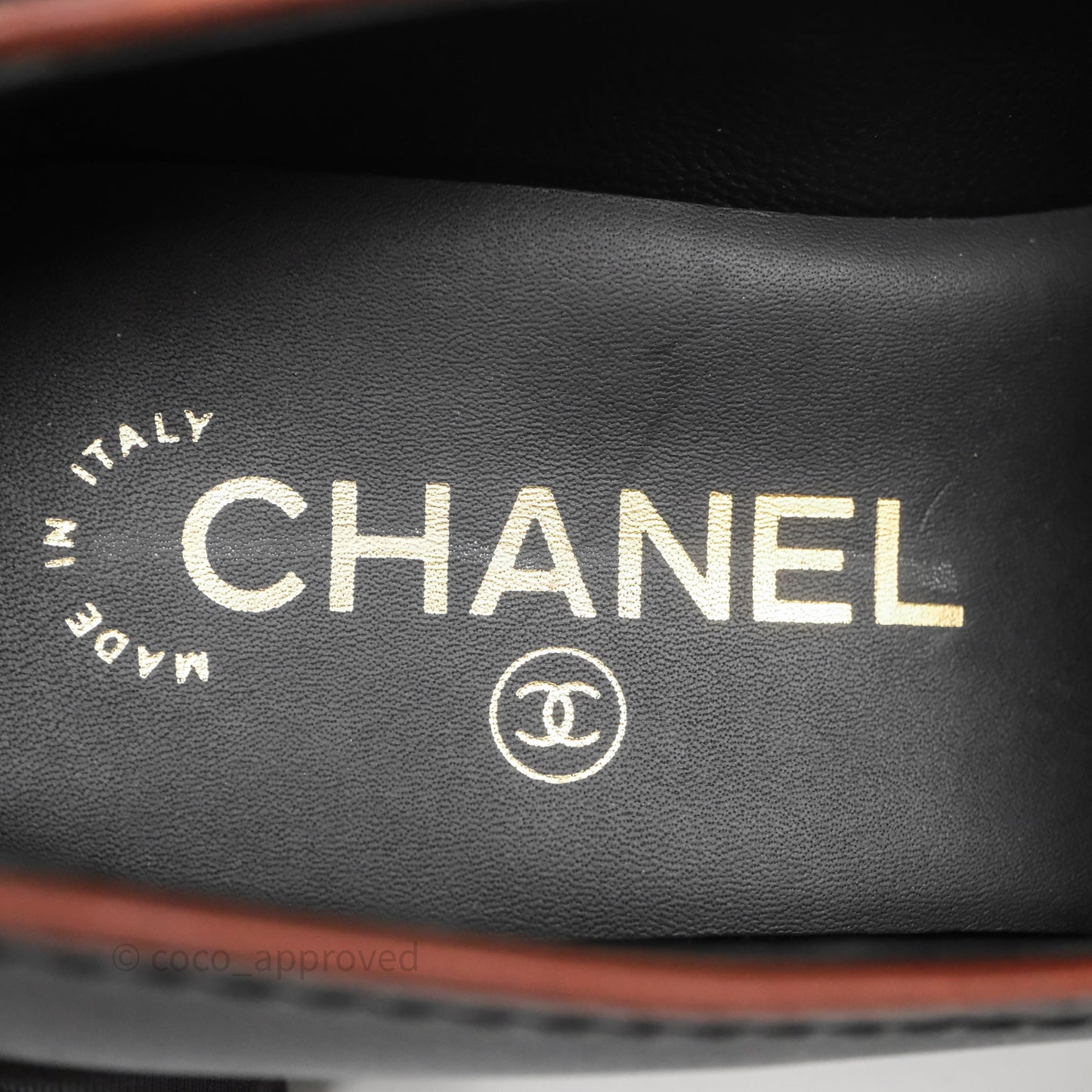 Chanel CC Loafers Black/ Brown Calfskin Size 35.5