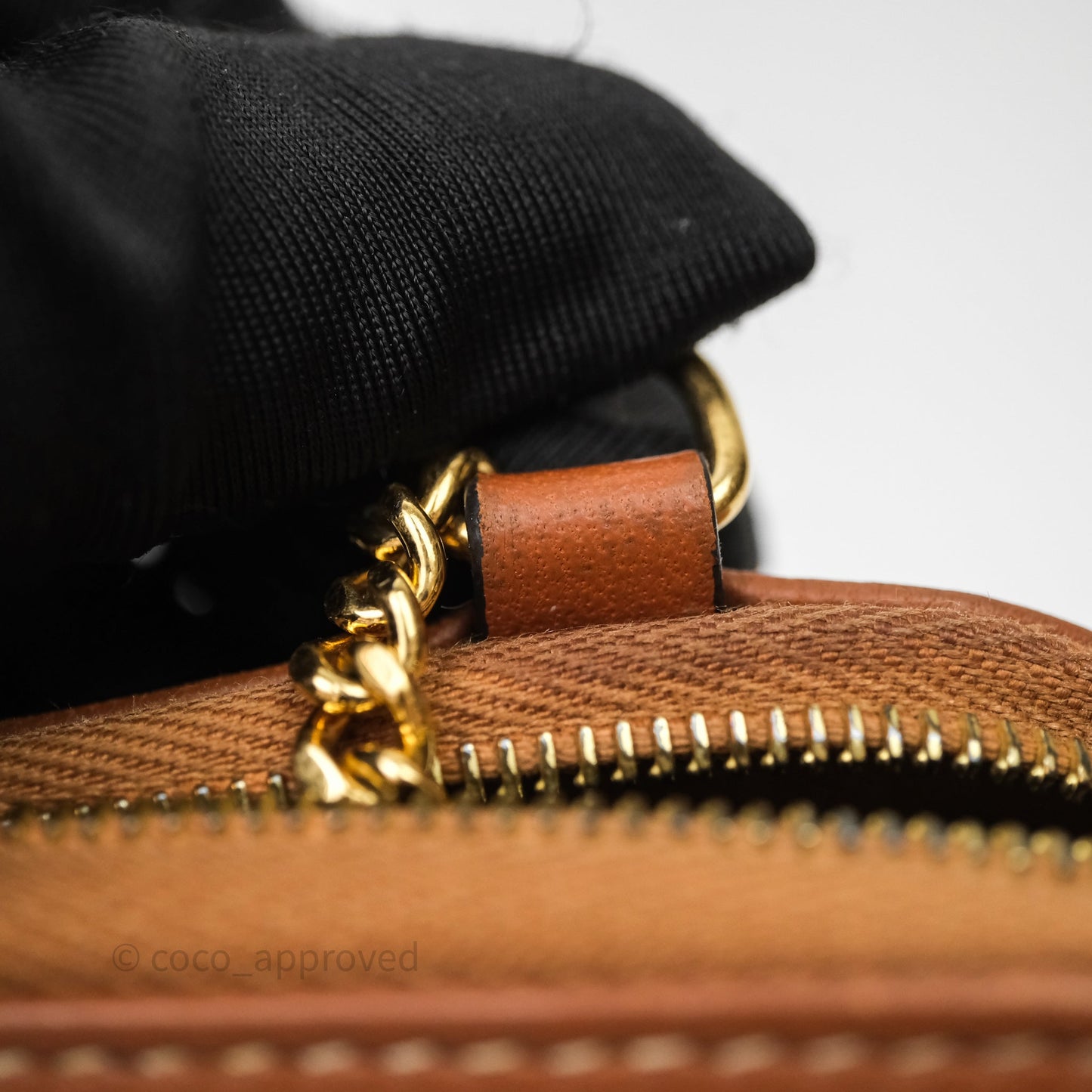 Celine Clutch With Chain Triomphe Canvas White/Tan