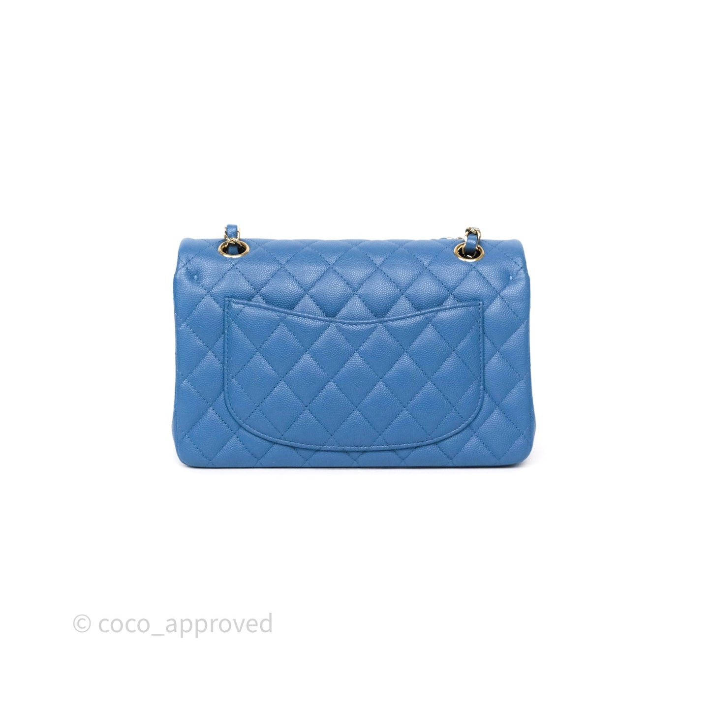 Chanel Small Classic Quilted Flap Blue Caviar Gold Hardware