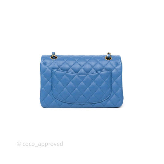 Chanel Small Classic Quilted Flap Blue Caviar Gold Hardware
