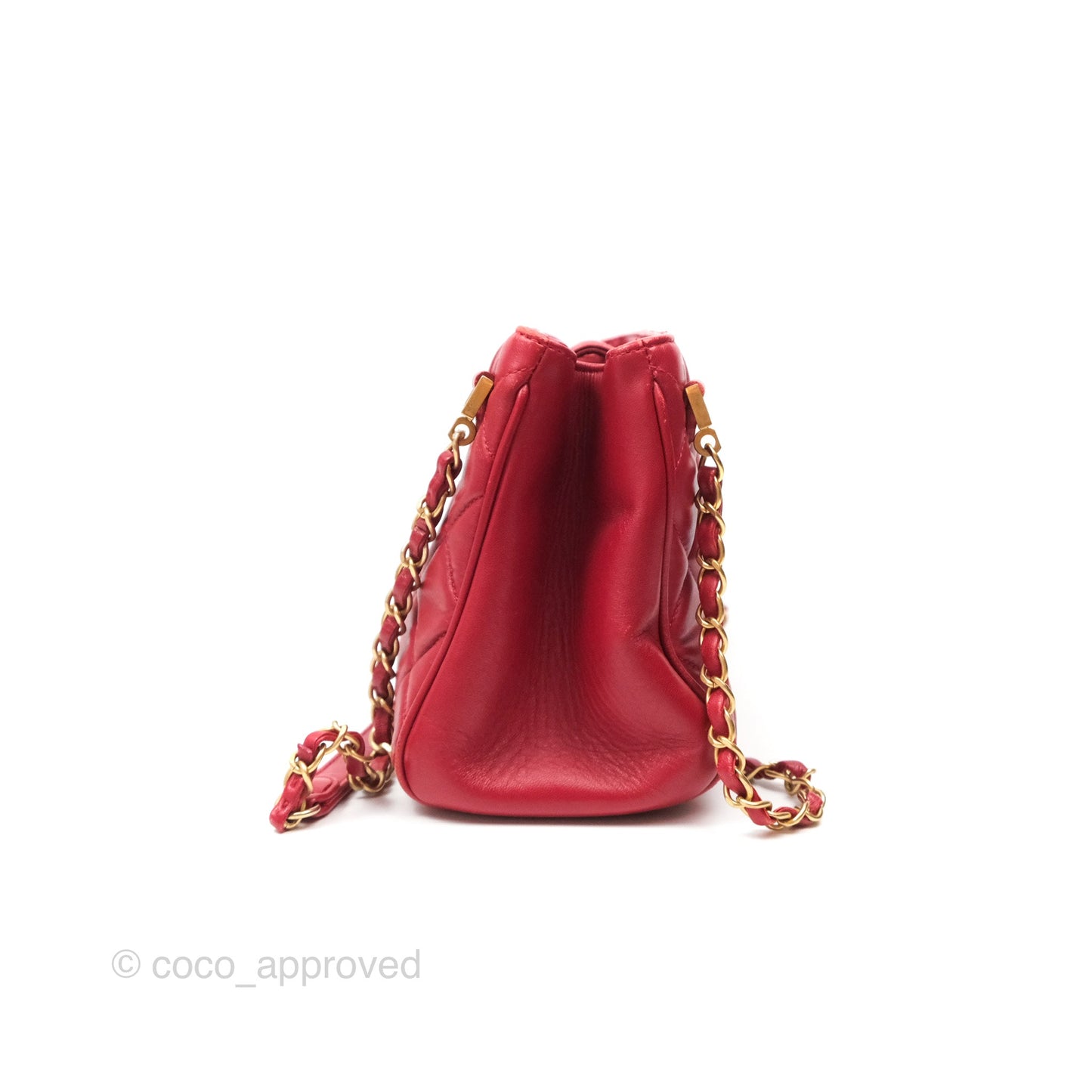 Chanel Tote Bag Red Lambskin Aged Gold Hardware