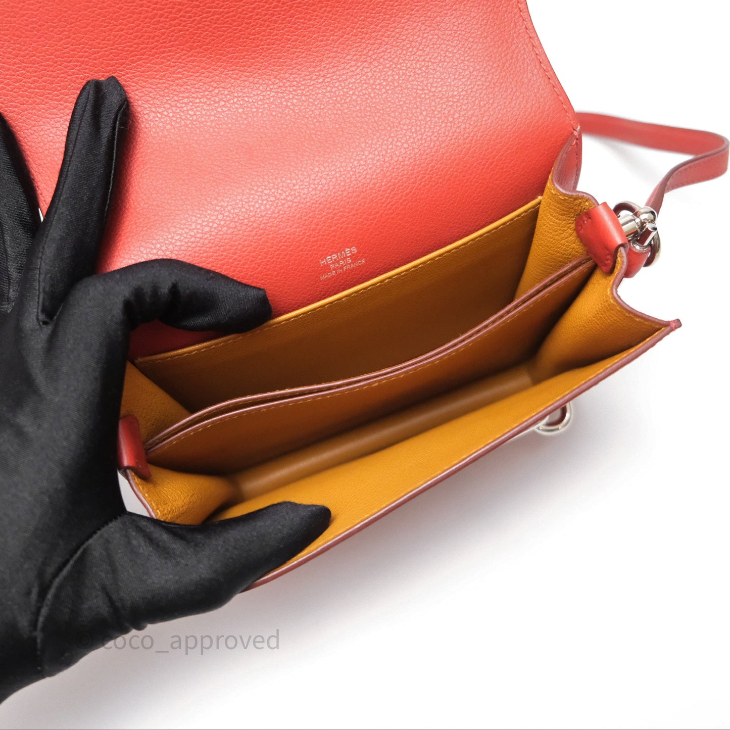 Hermès Roulis Mini Brique 36 / Caramel 28 Evercolor Palladium Hardware