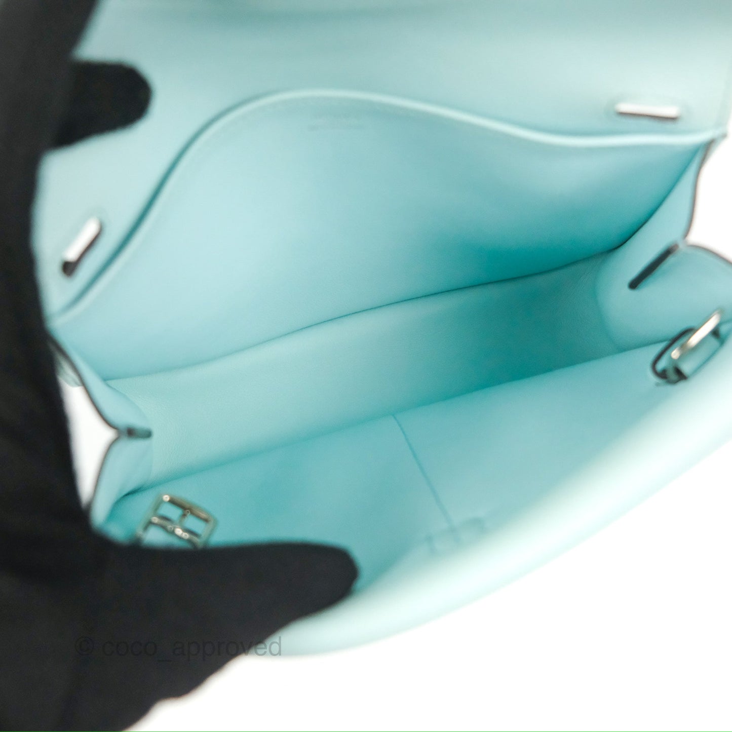 Hermès Halzan 22 Mini Aqua Swift Palladium Hardware