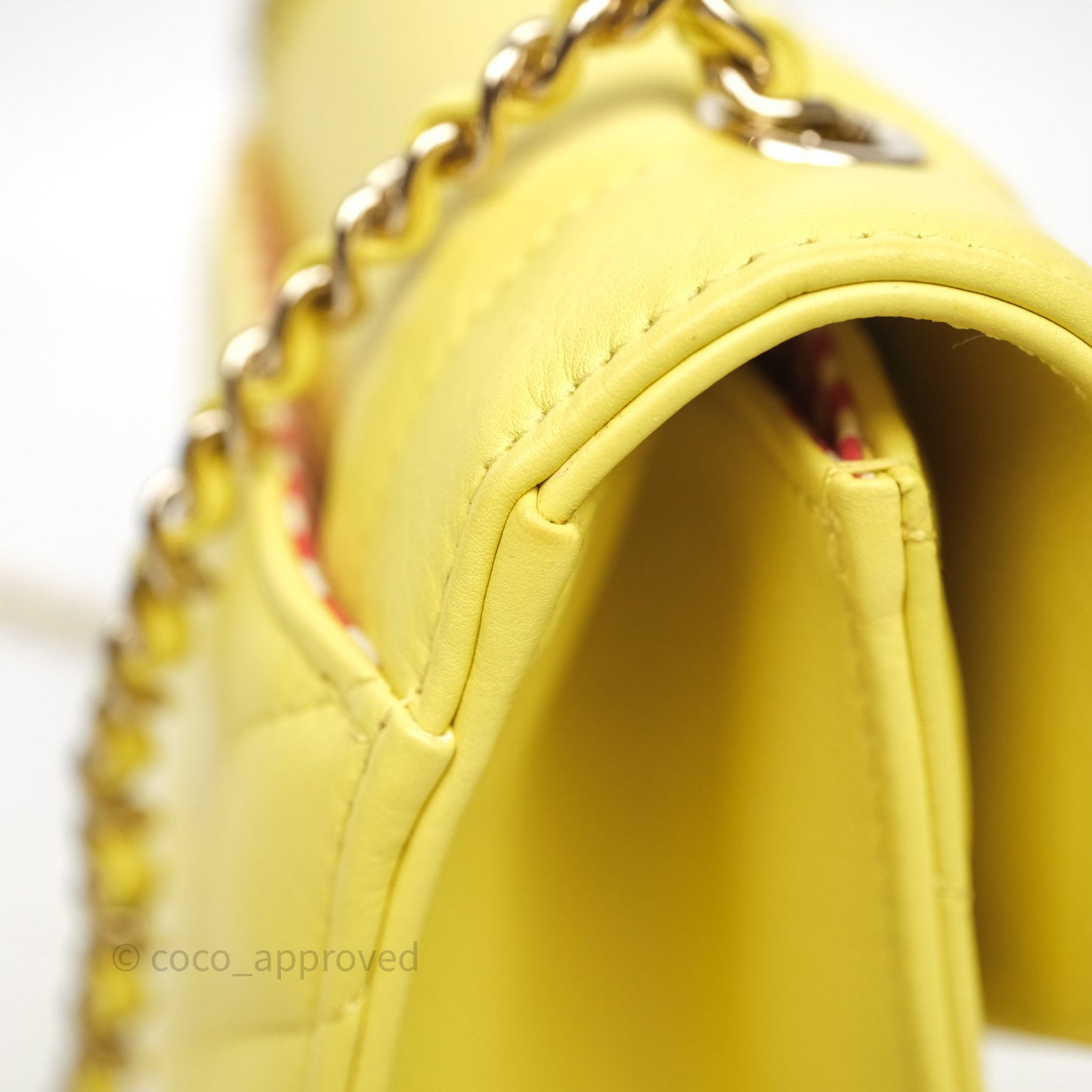 Chanel Chevron Square Envelope Flap Bag Yellow Calfskin Gold Hardware 19C