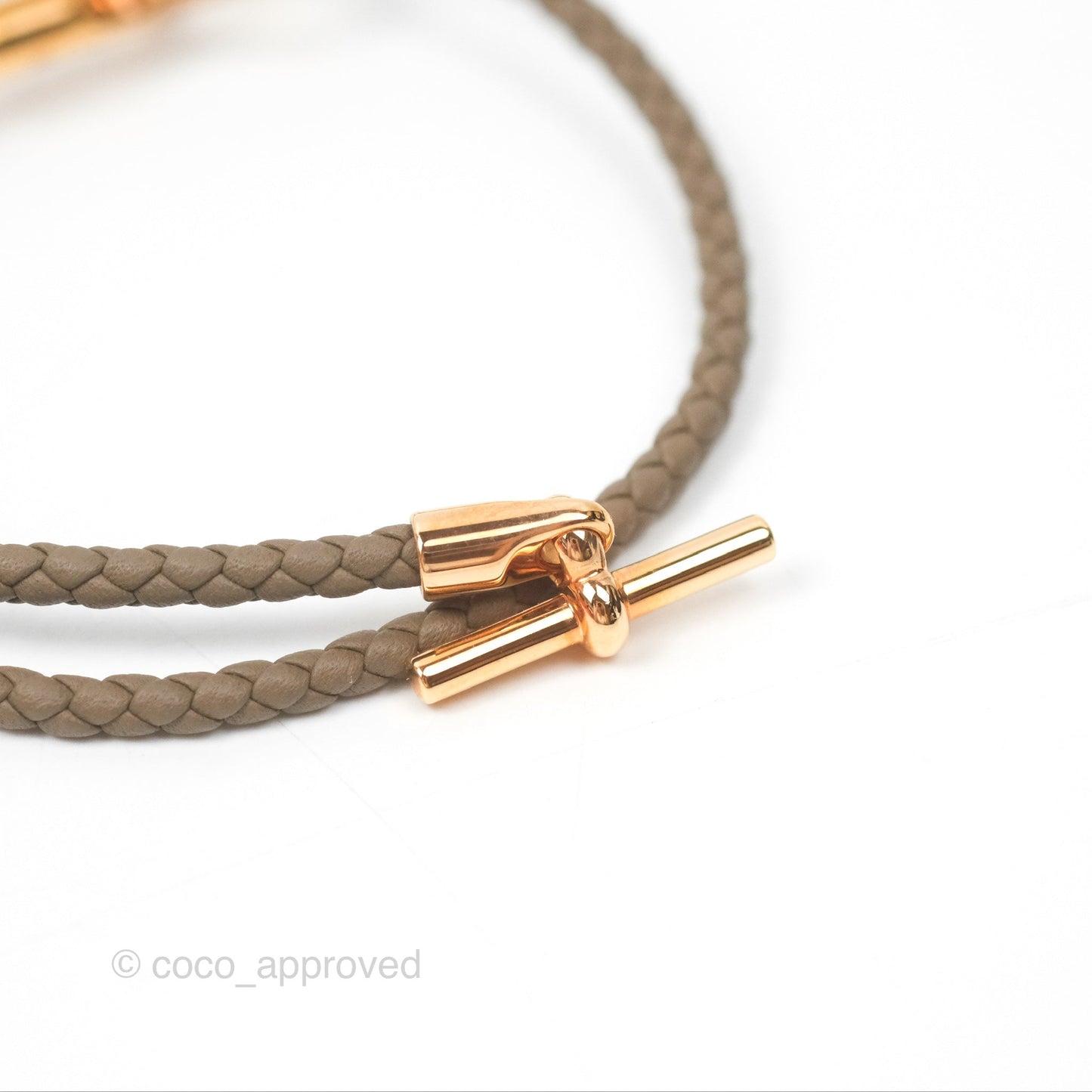 Hermès Glenan Double Tour Bracelet Étoupe Rose Gold Hardware