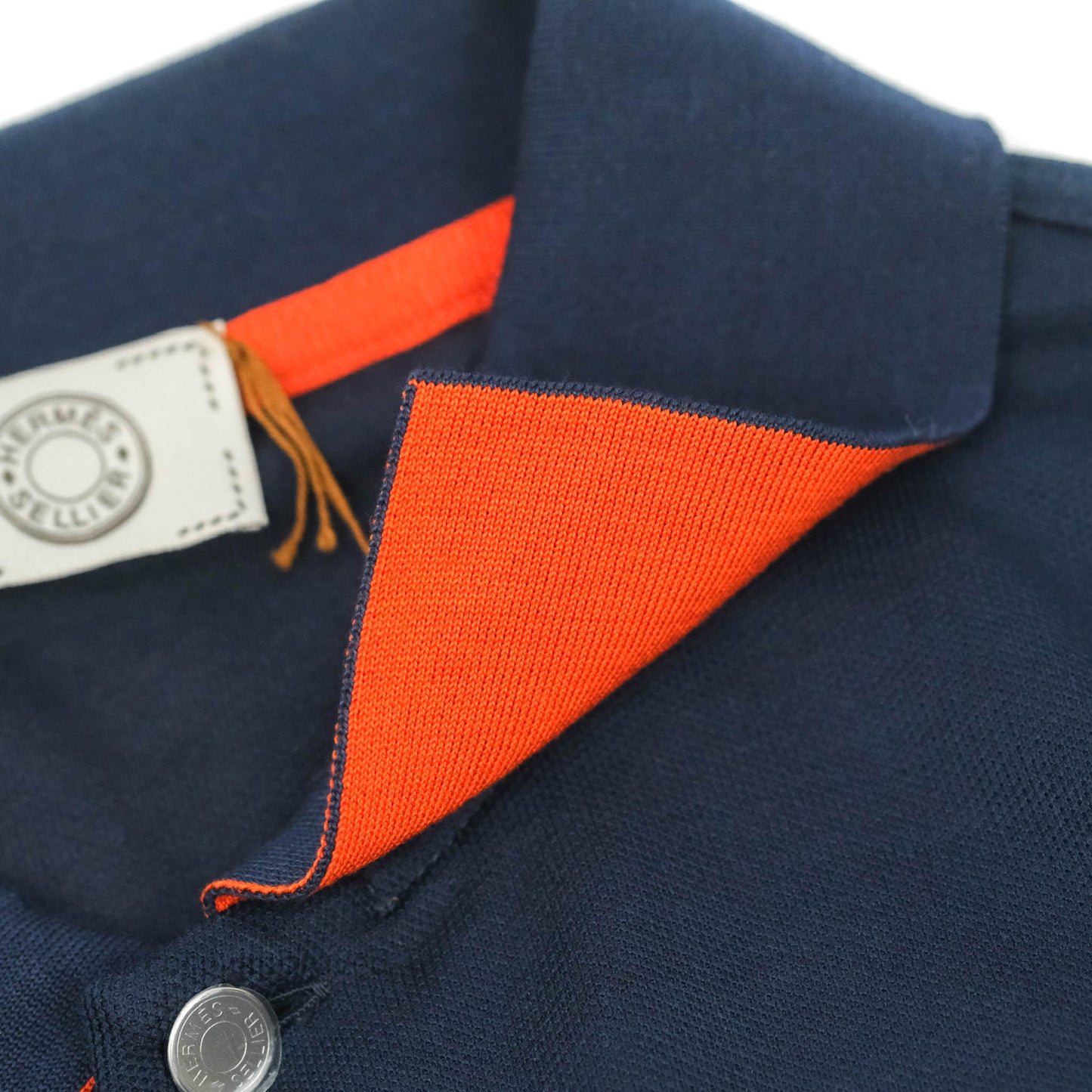 Hermès Men's Navy Polo Shirt Size M