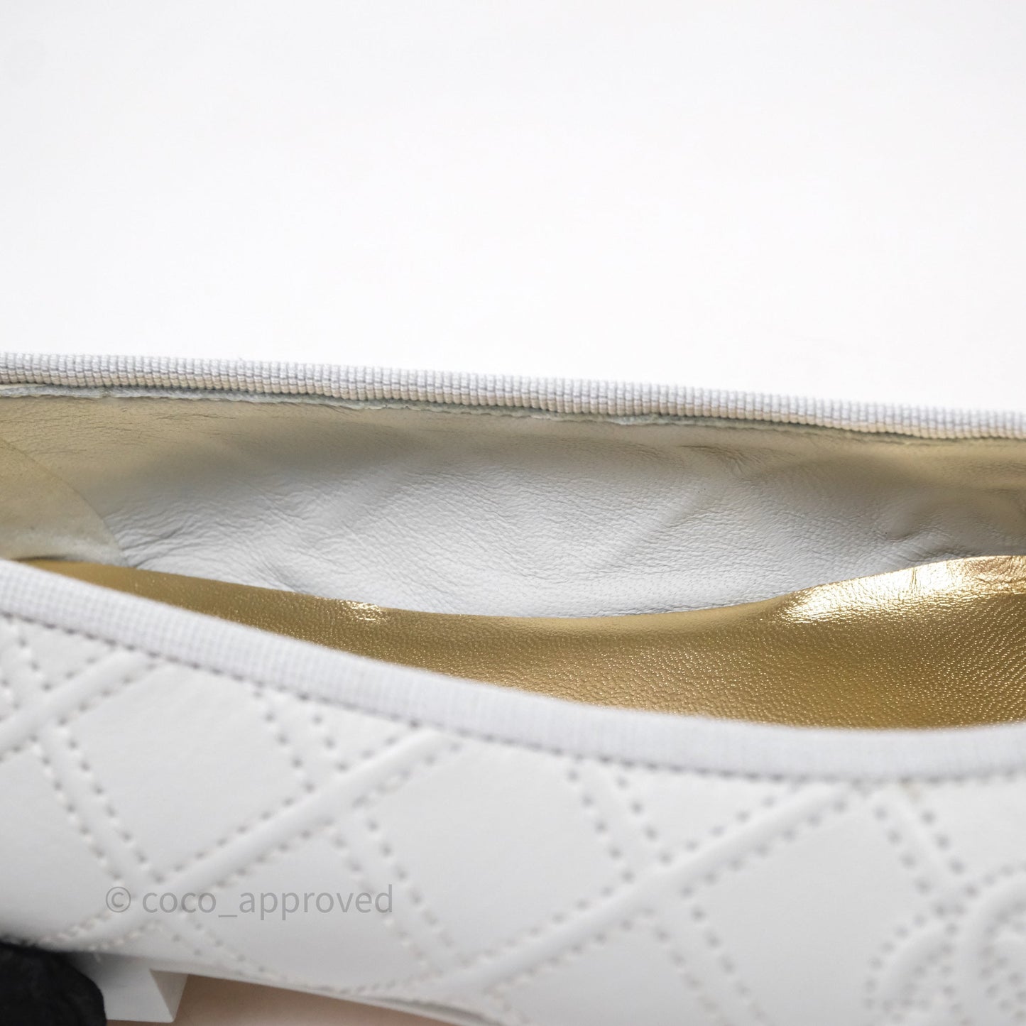 Chanel CC Quilted Light Grey Ballerina Flats Size 36.5