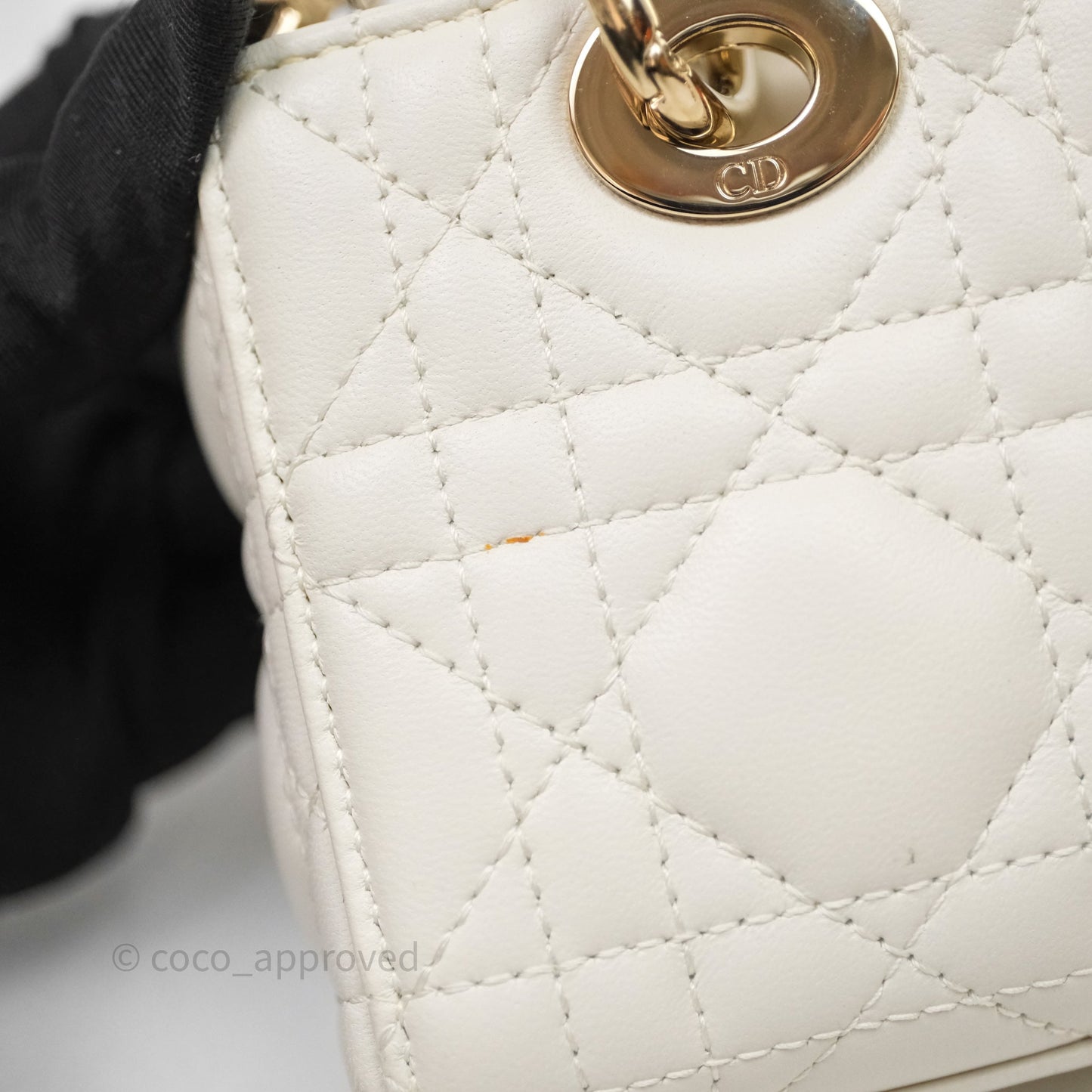 Christian Dior Micro Lady D-Joy Bag Latte Cannage Lambskin Gold Hardware