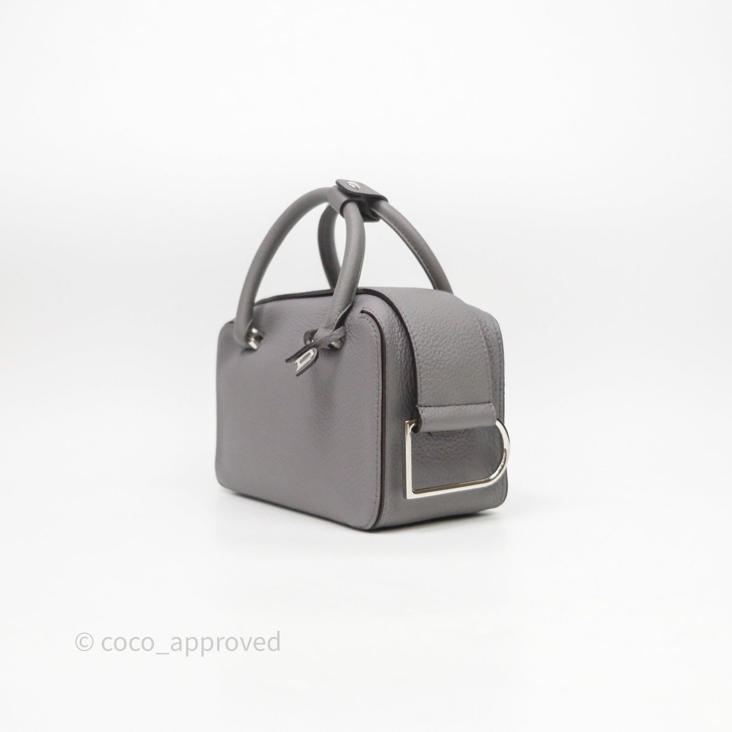 Delvaux Cool Box Mini Taurillon Soft Grained Grey Calfskin Silver Hardware
