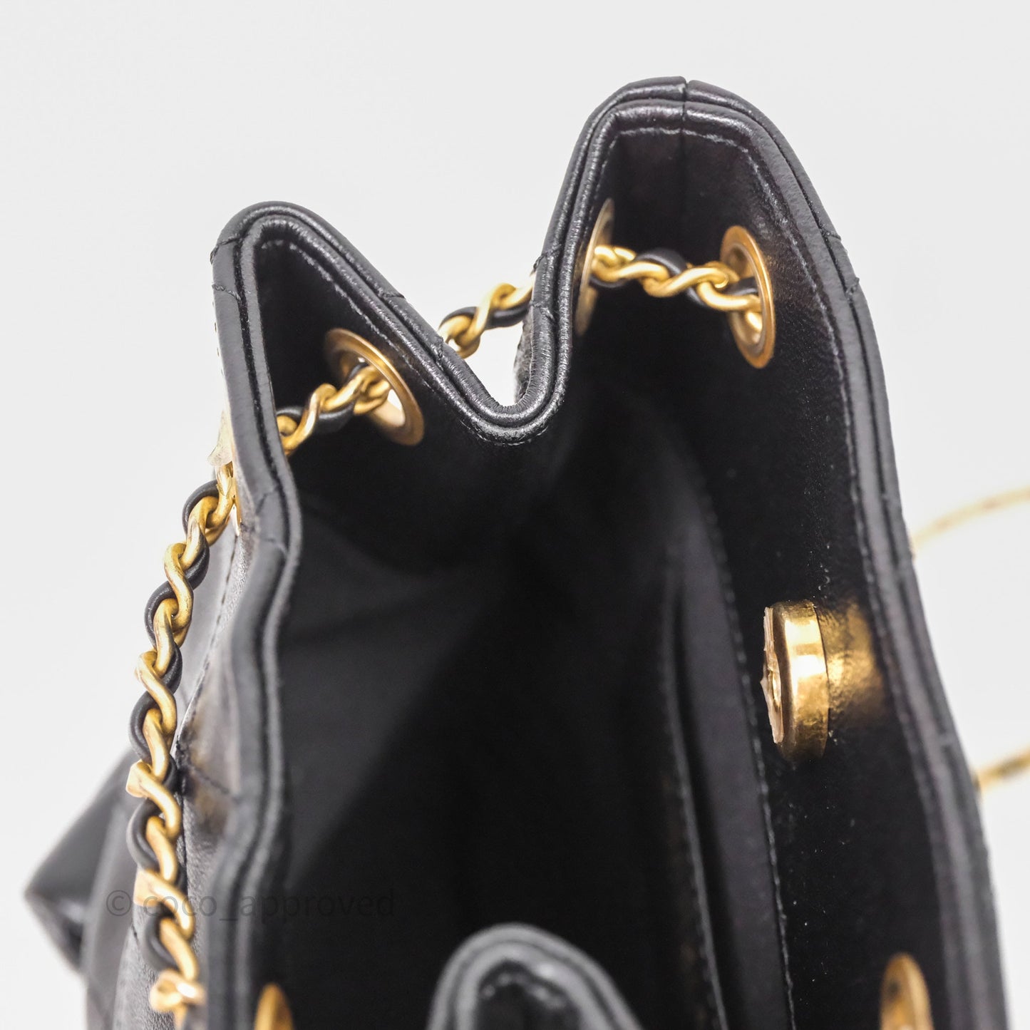 Chanel Double Pocket Black Lambskin Gold Hardware 25C