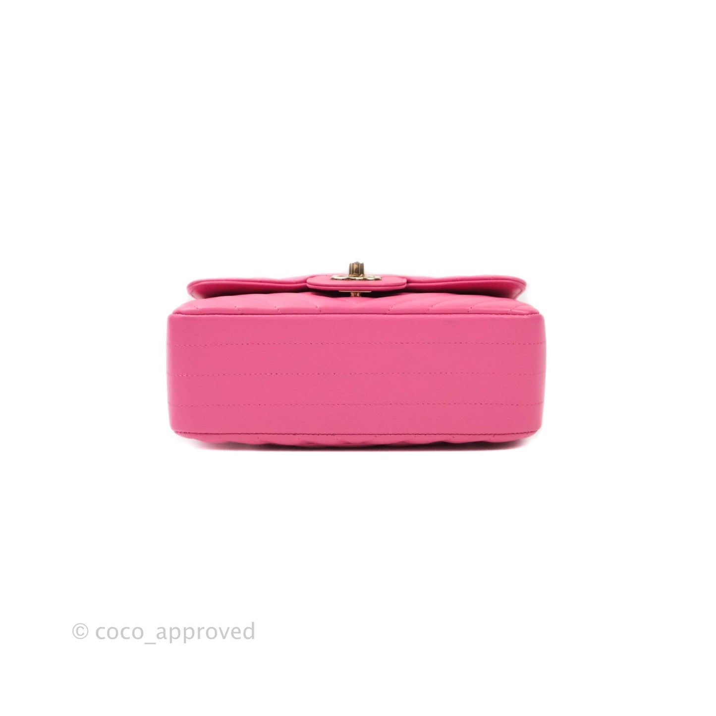 Chanel Chevron Mini Rectangular Lambskin Flap Pink Gold Hardware