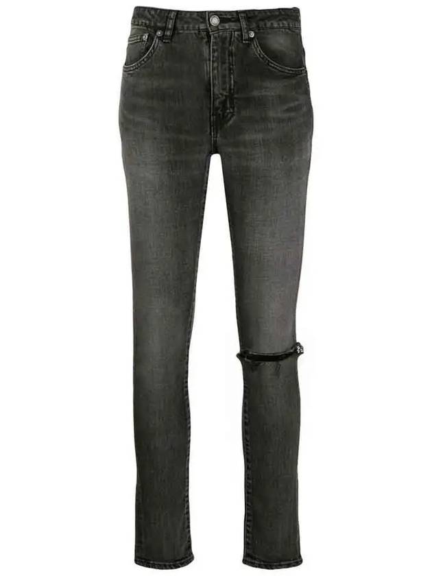 Luxury Saint Laurent Women's Mid Rise Skinny Jeans Grey