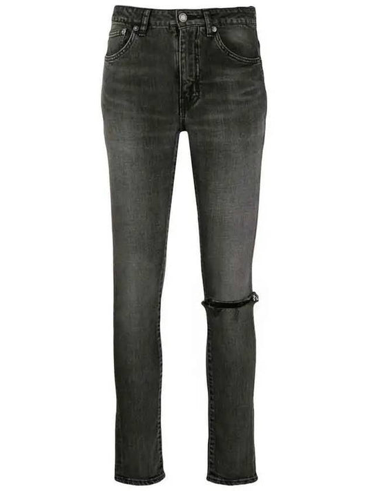 Luxury Saint Laurent Women's Mid Rise Skinny Jeans Grey