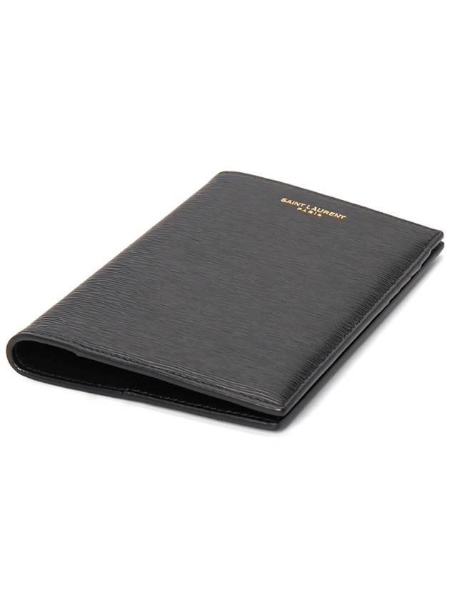 Luxury Saint Laurent Logo Print Leather Card Wallet Black