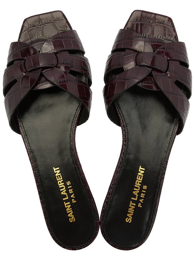 Luxury Saint Laurent Women's Tribute Slippers Burgundy