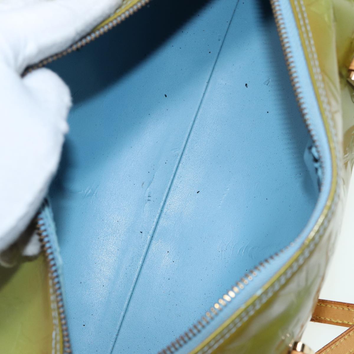 LOUIS VUITTON Monogram Vernis Bedford Hand Bag Baby Blue M91007 LV 79003
