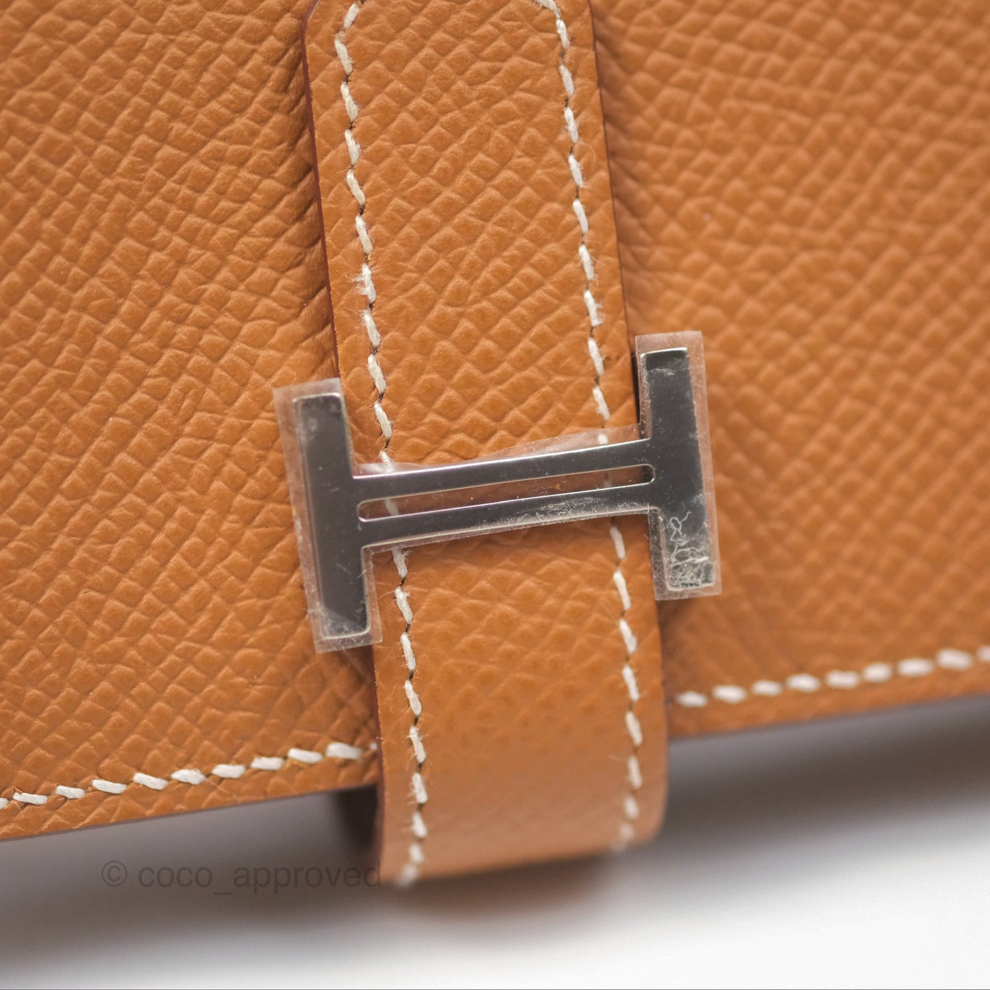 Hermès Bearn Mini Wallet Gold 37 Epsom Palladium Hardware