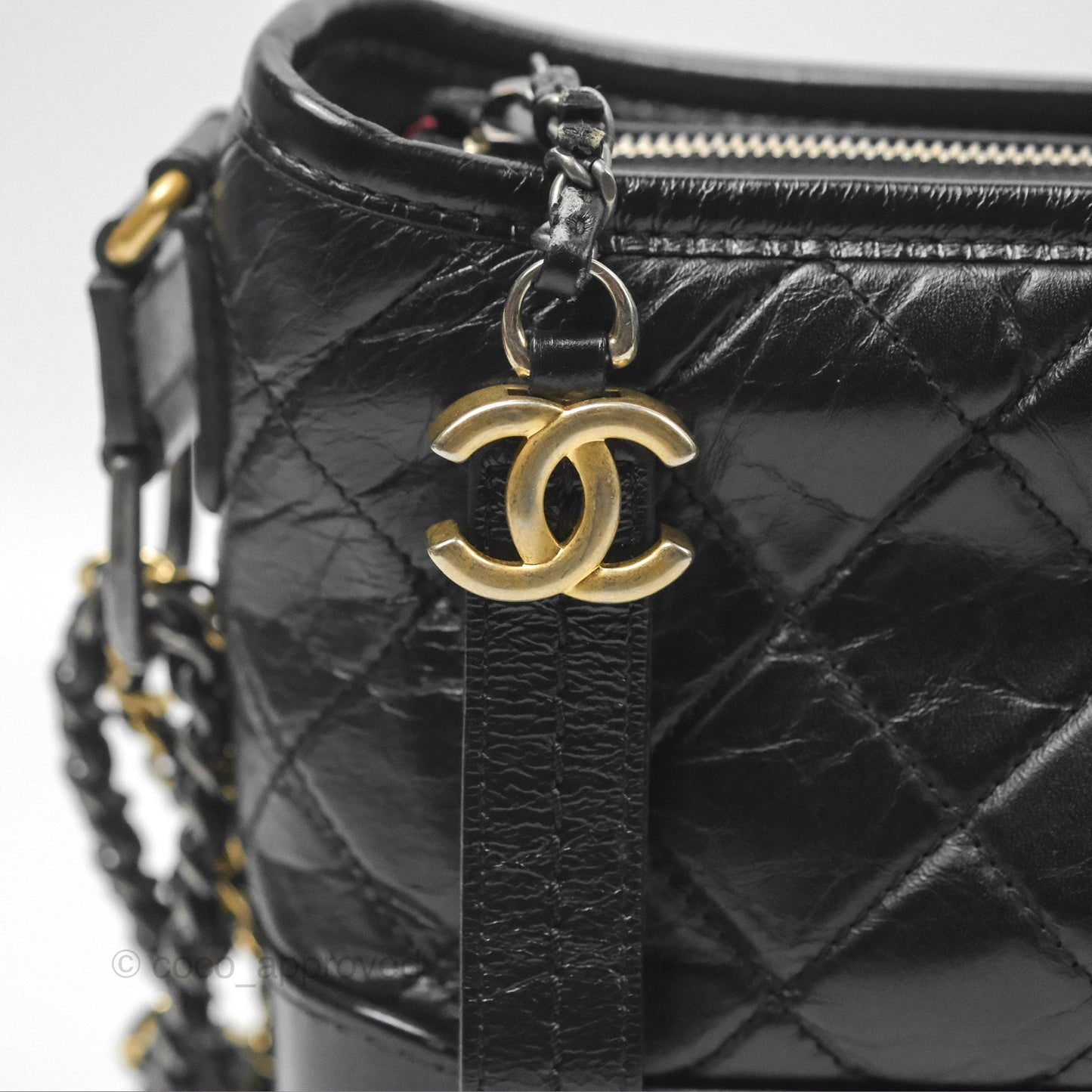 Chanel Small Gabrielle Hobo Quilted Black Aged Calfskin