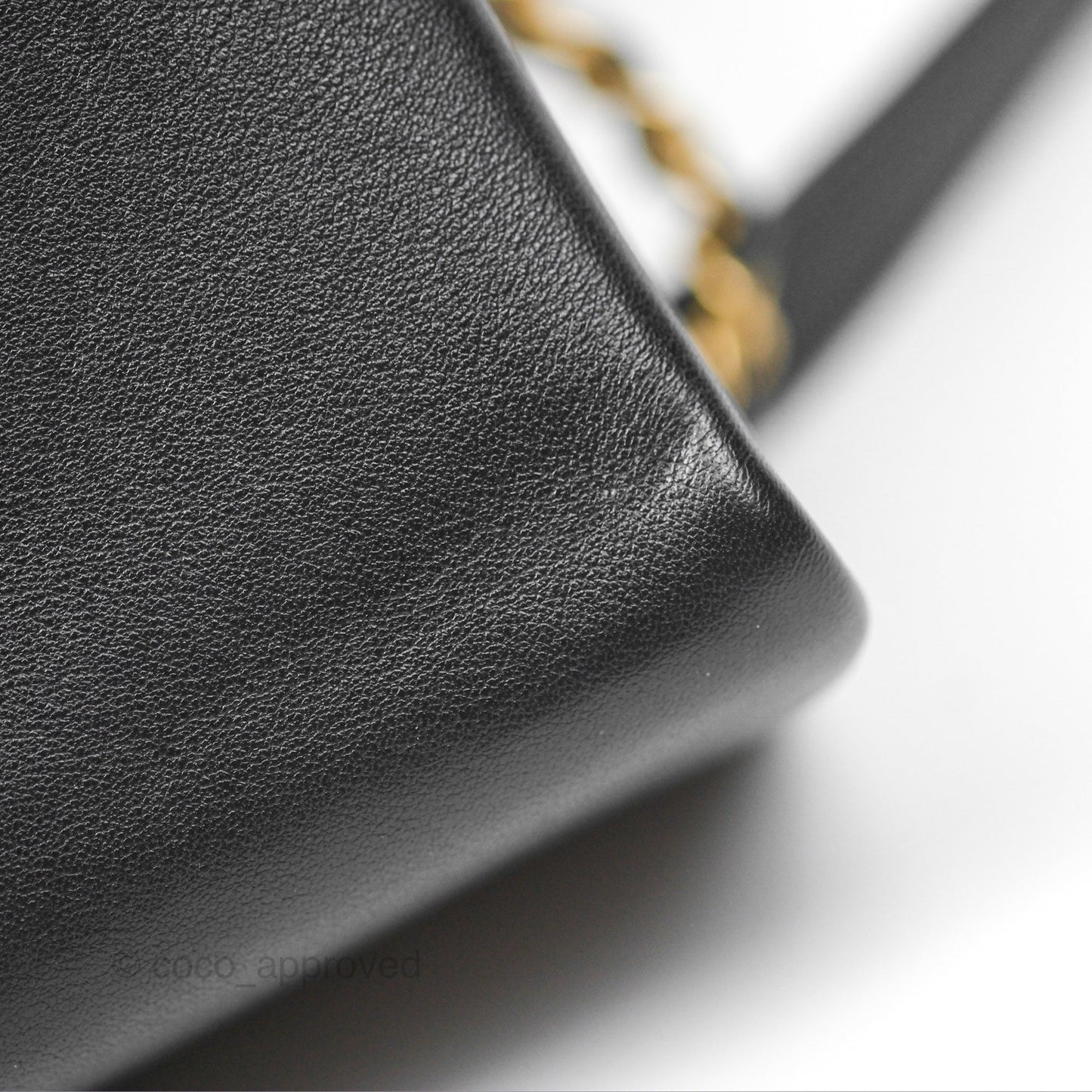 Chanel Pearl Chain Bag Black Calfskin Aged Gold Hardware
