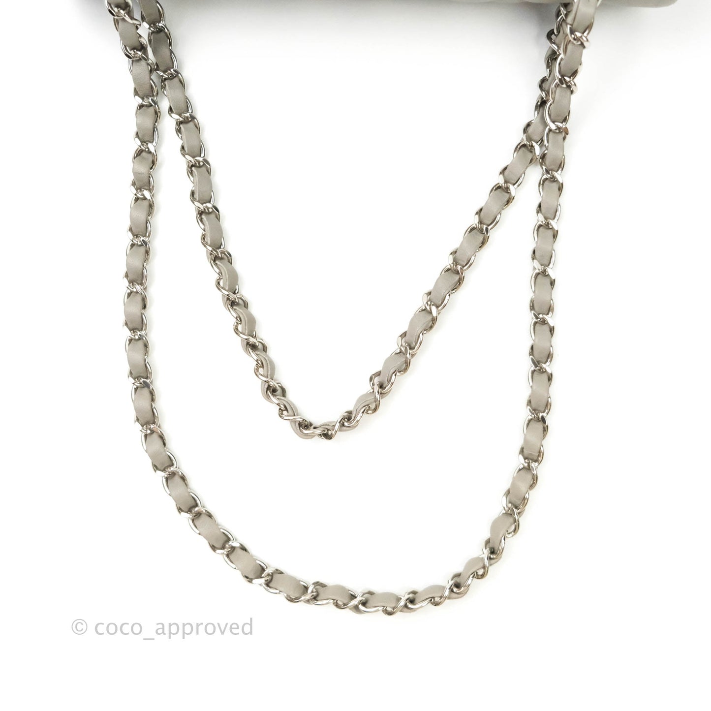 Chanel M/L Medium Double Flap Bag Grey Lambskin Silver Hardware 19B