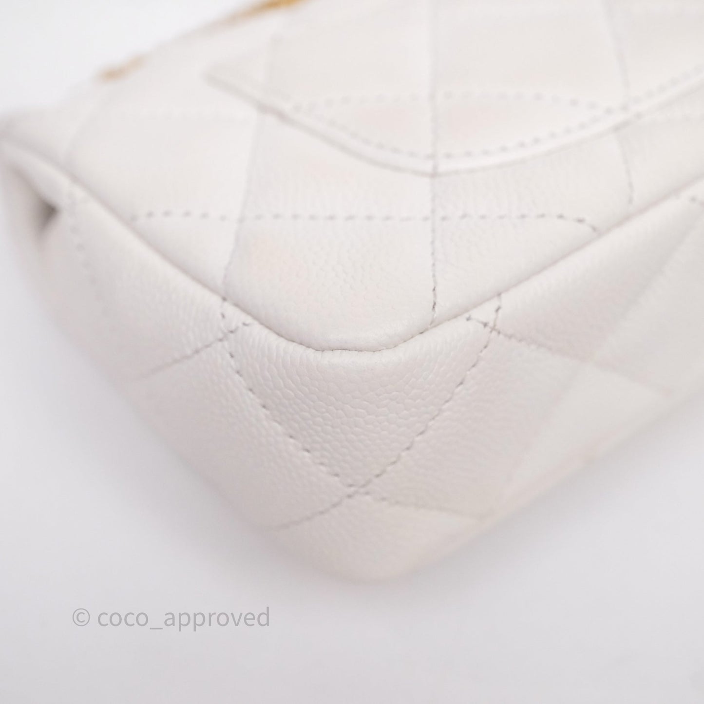 Chanel Heart Crush Mini Flap Bag White Caviar Aged Gold Hardware