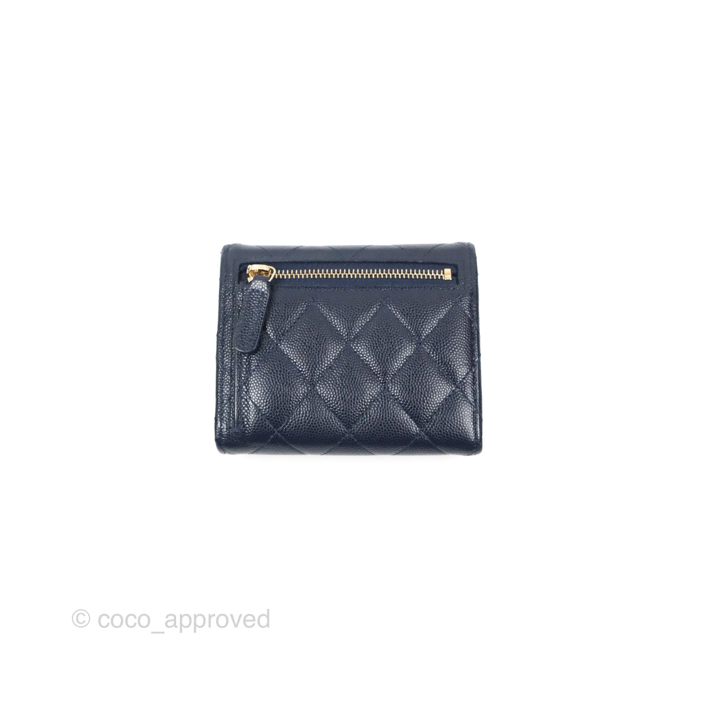 Chanel Classic Short Flap Wallet Navy Caviar Gold Hardware