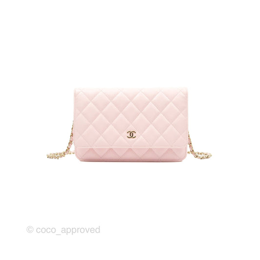 Chanel Quilted Classic Wallet On Chain WOC Pink Caviar Gold Hardware