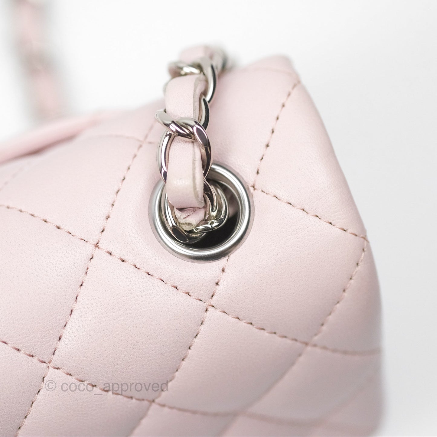 Chanel Quilted Mini Rectangular Light Pink Lambskin Silver Hardware