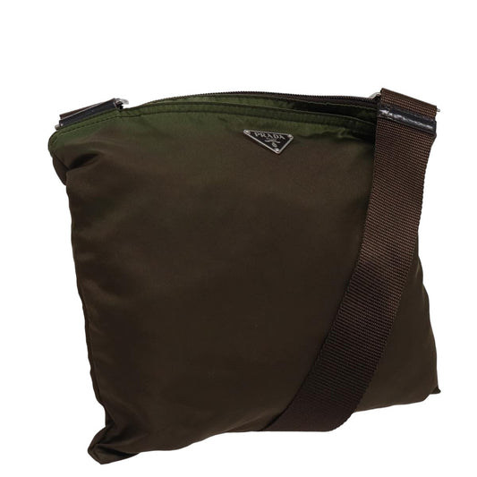 Luxury PradaShoulder Bag Nylon Khaki Brown 79144